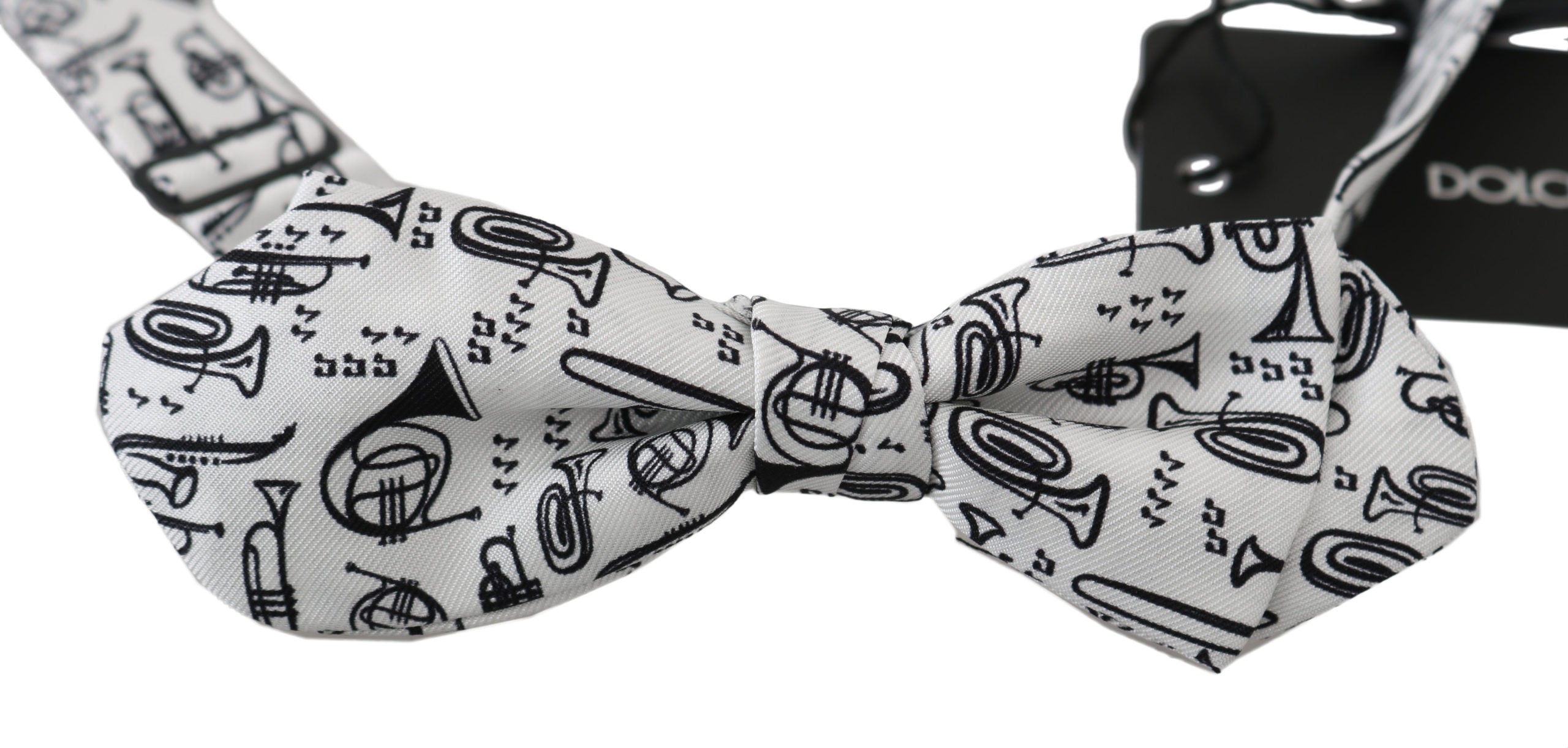 Dolce & Gabbana White Instruments Adjustable Neck Papillon Men Bow Tie Dolce & Gabbana