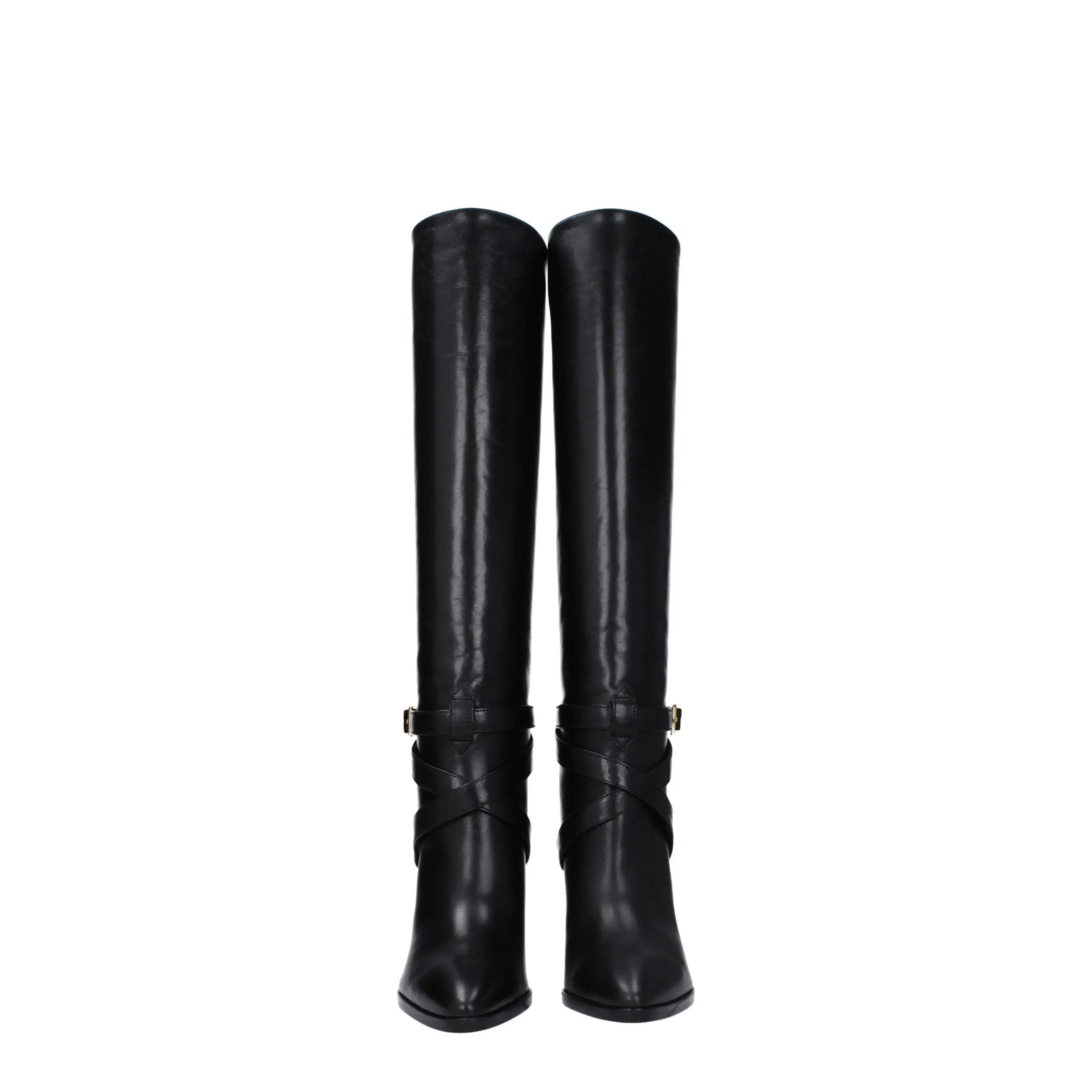 Celine Black Leather High Heel Boots Celine