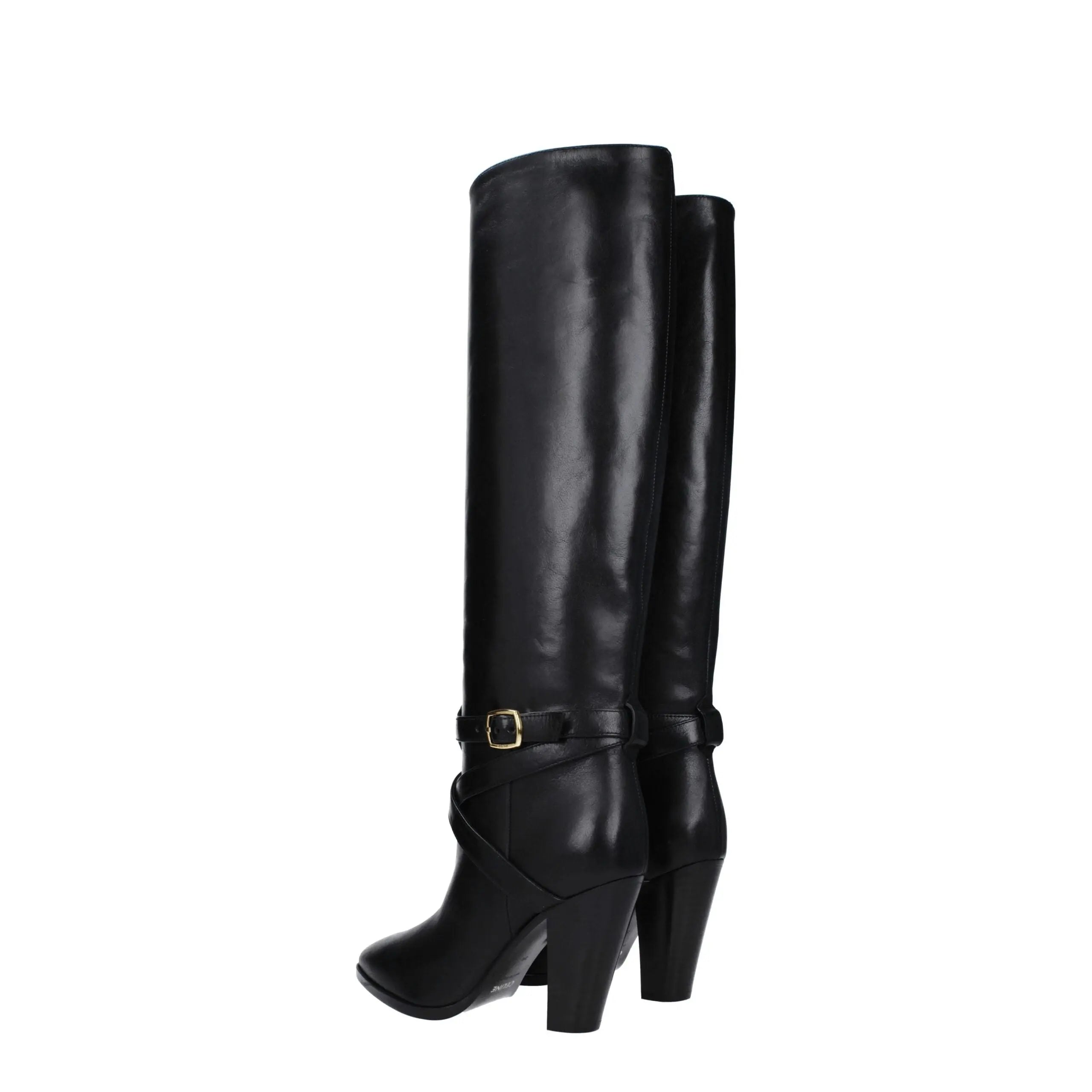 Celine Black Leather High Heel Boots Celine