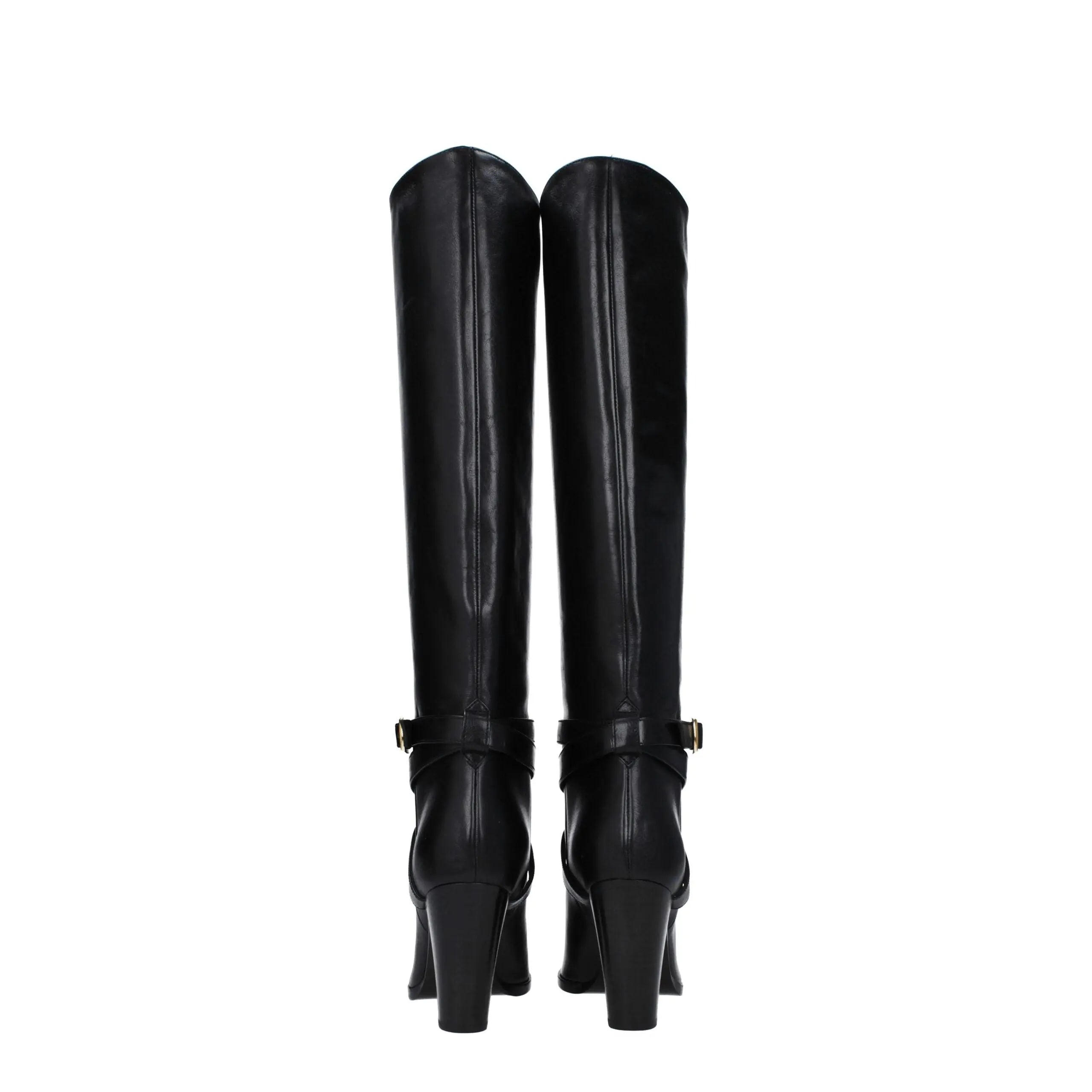 Celine Black Leather High Heel Boots Celine