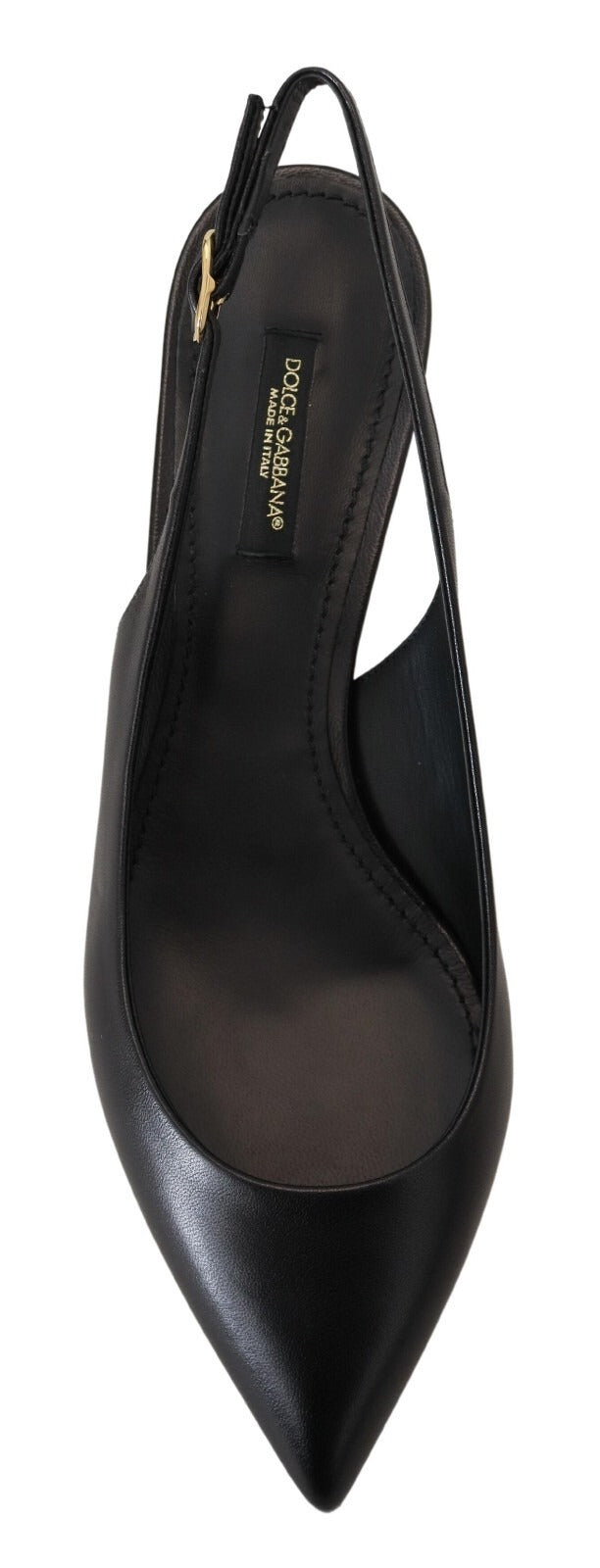 Dolce & Gabbana Black Leather Slingbacks Heels Pumps Shoes Dolce & Gabbana