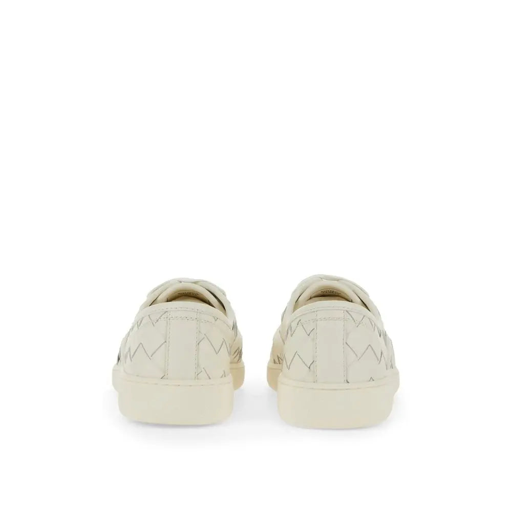 Bottega Veneta White Calfskin Low Top Sneakers Bottega Veneta