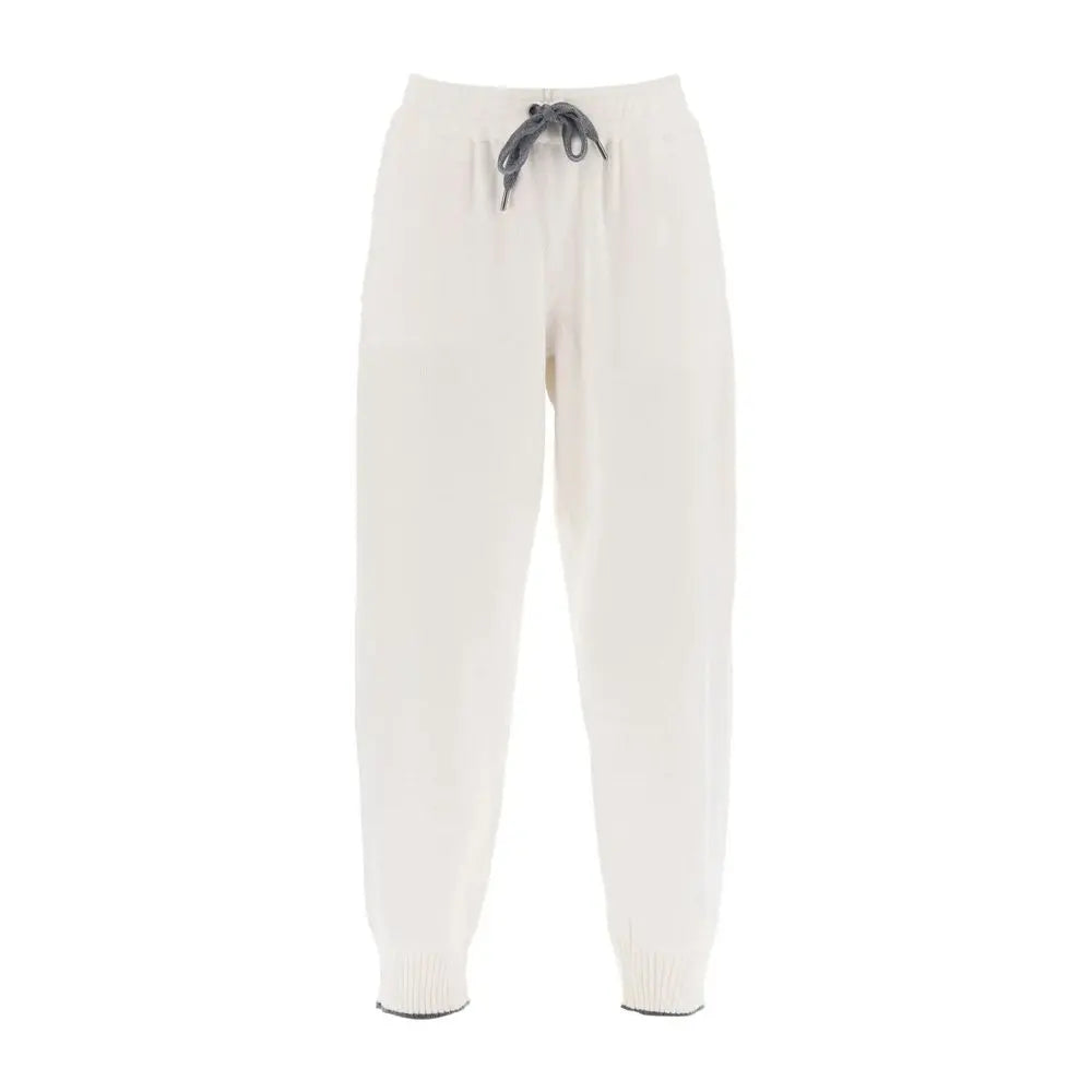 Brunello Cucinelli White Cashmere Casual Pants Brunello Cucinelli