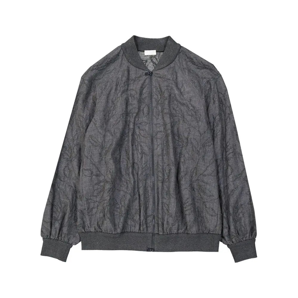 Brunello Cucinelli Gray Virgin Wool Bomber Brunello Cucinelli