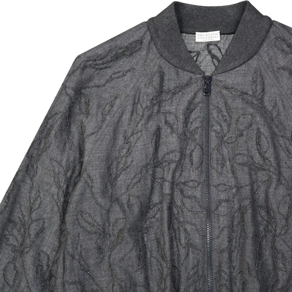 Brunello Cucinelli Gray Virgin Wool Bomber Brunello Cucinelli