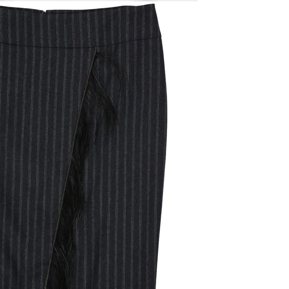 Brunello Cucinelli Gray Virgin Wool Long Skirt Brunello Cucinelli