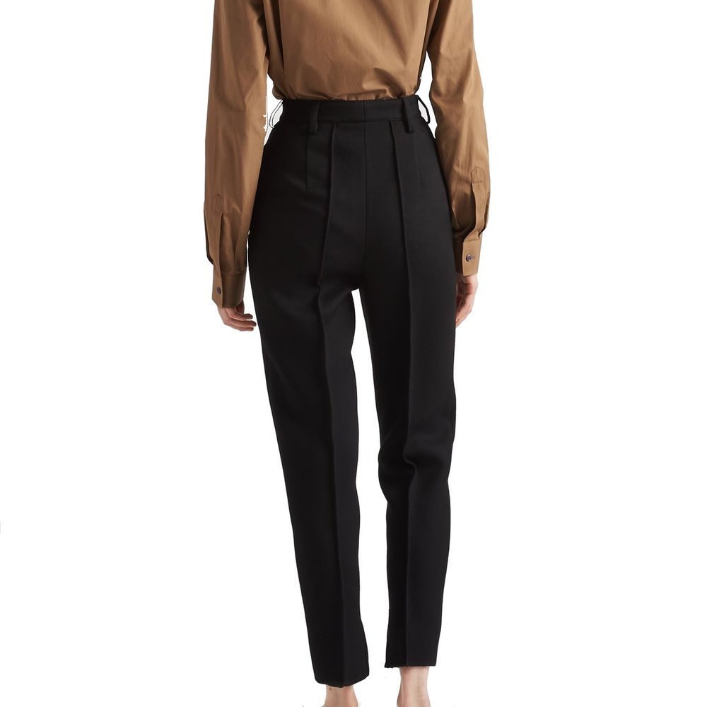 Prada Black Virgin Wool Casual Pants Prada