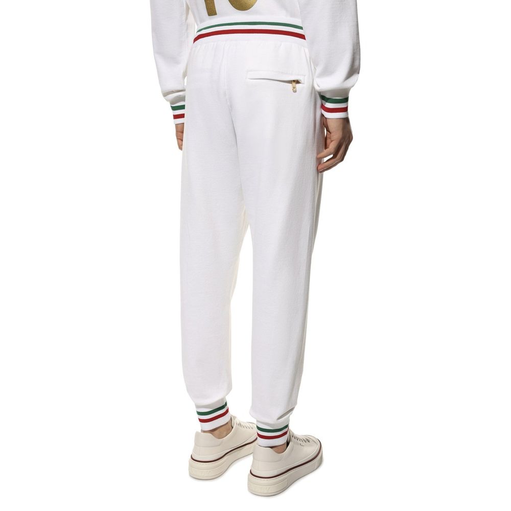 Dolce & Gabbana White Cotton Joggers (Workout Pants) Dolce & Gabbana