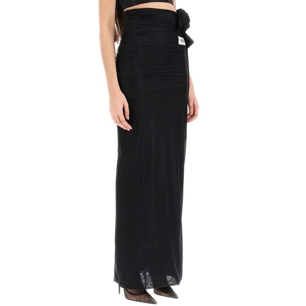 Dolce & Gabbana Black Elastane Long Skirt Dolce & Gabbana