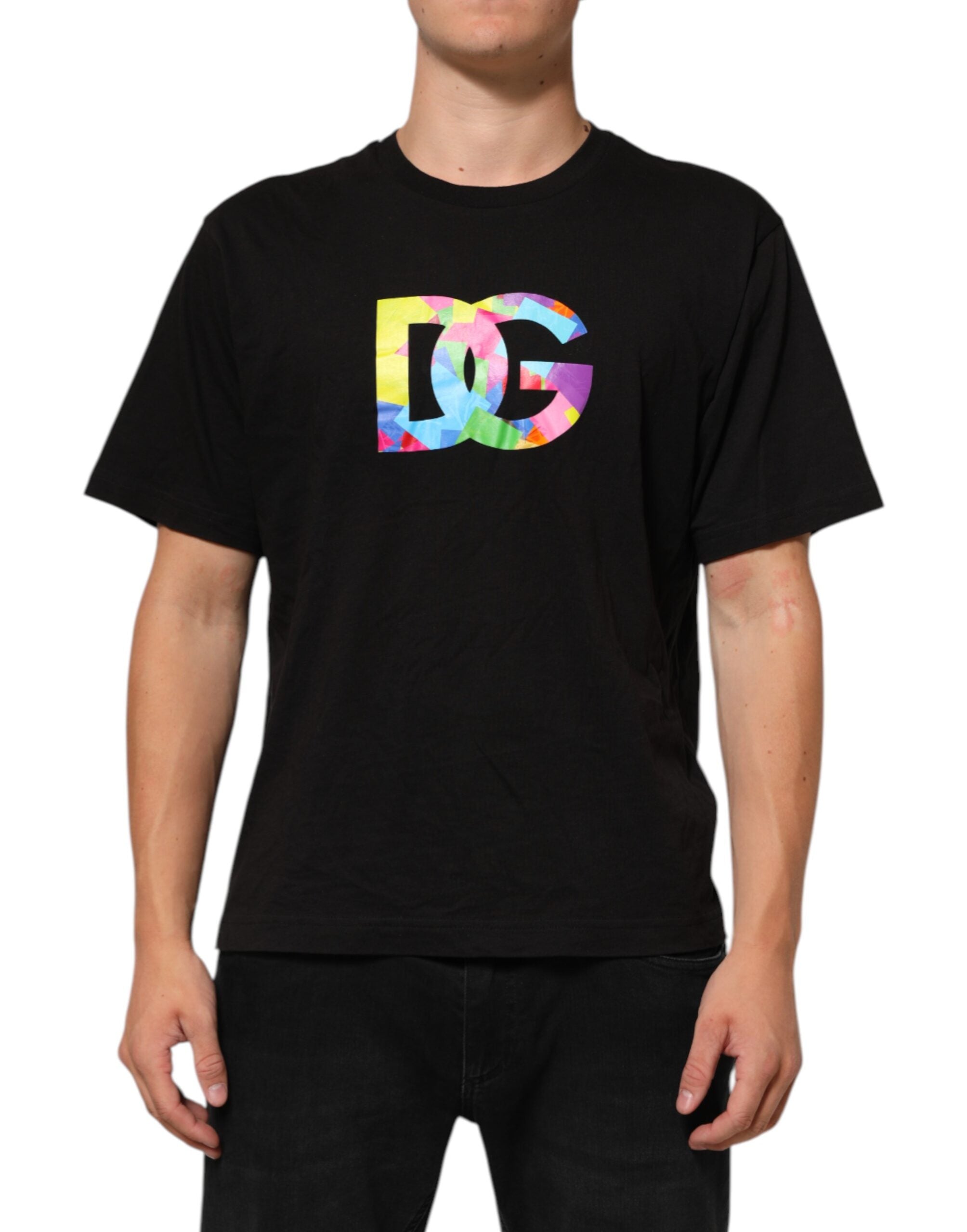 Dolce & Gabbana Black Logo Print Cotton Crew Neck T-shirt Dolce & Gabbana