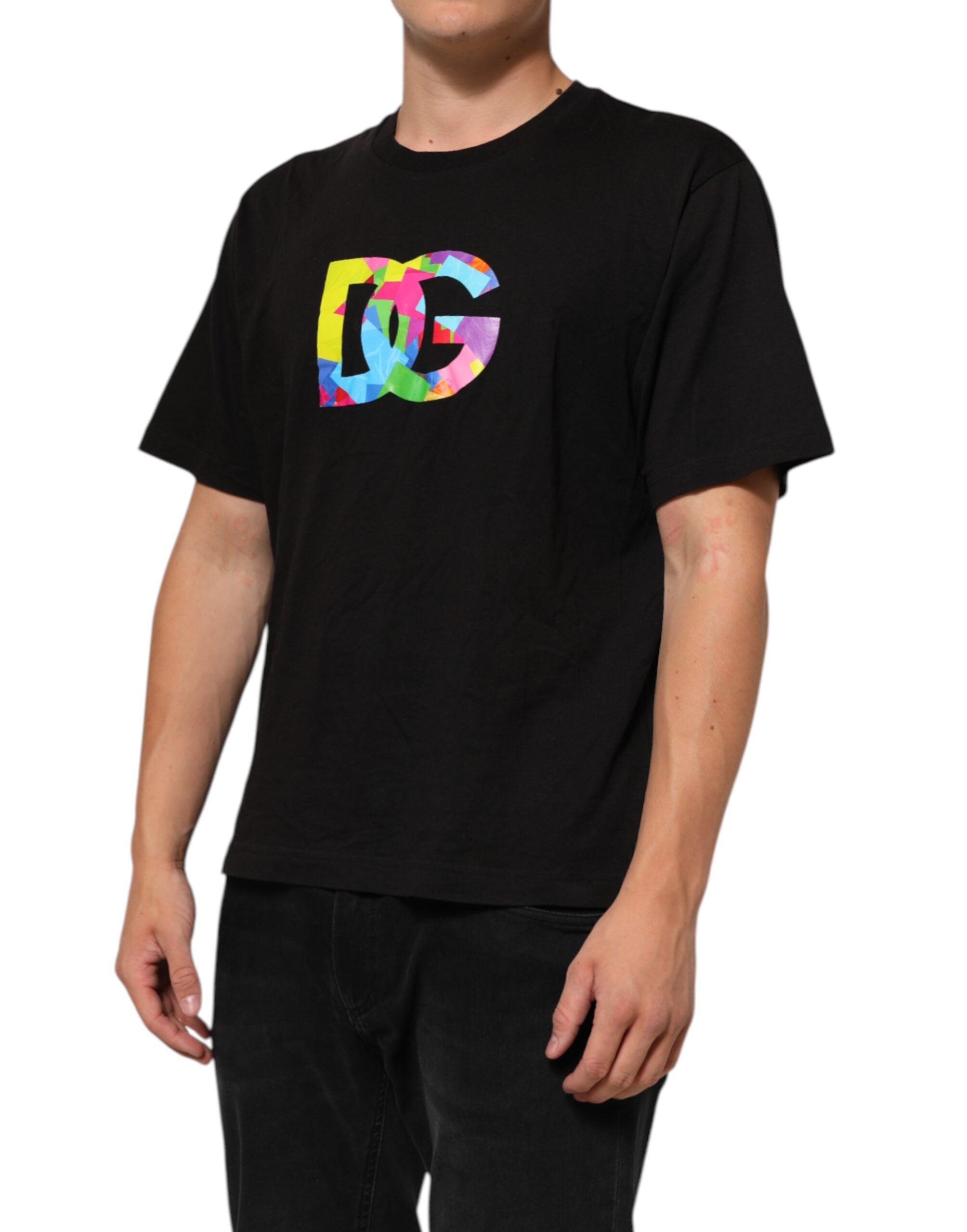 Dolce & Gabbana Black Logo Print Cotton Crew Neck T-shirt Dolce & Gabbana
