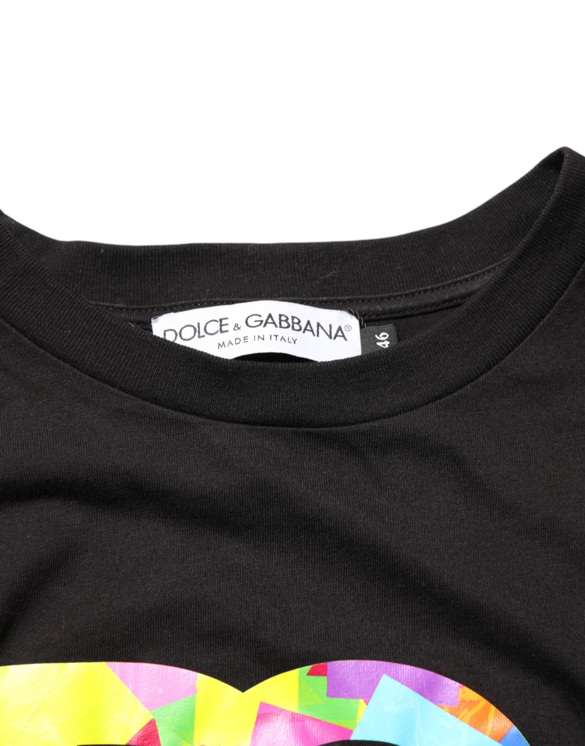 Dolce & Gabbana Black Logo Print Cotton Crew Neck T-shirt Dolce & Gabbana