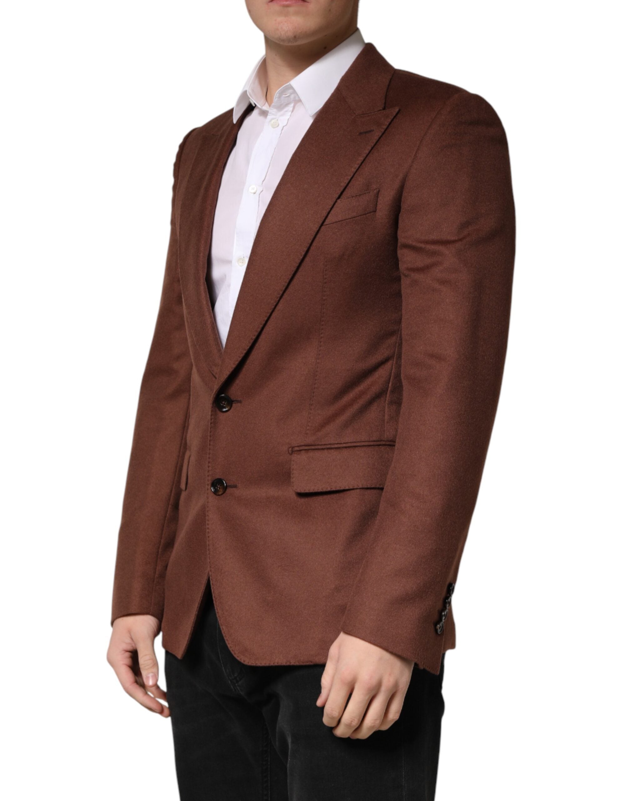 Dolce & Gabbana Brown Cashmere Single Breasted Jacket Blazer Dolce & Gabbana