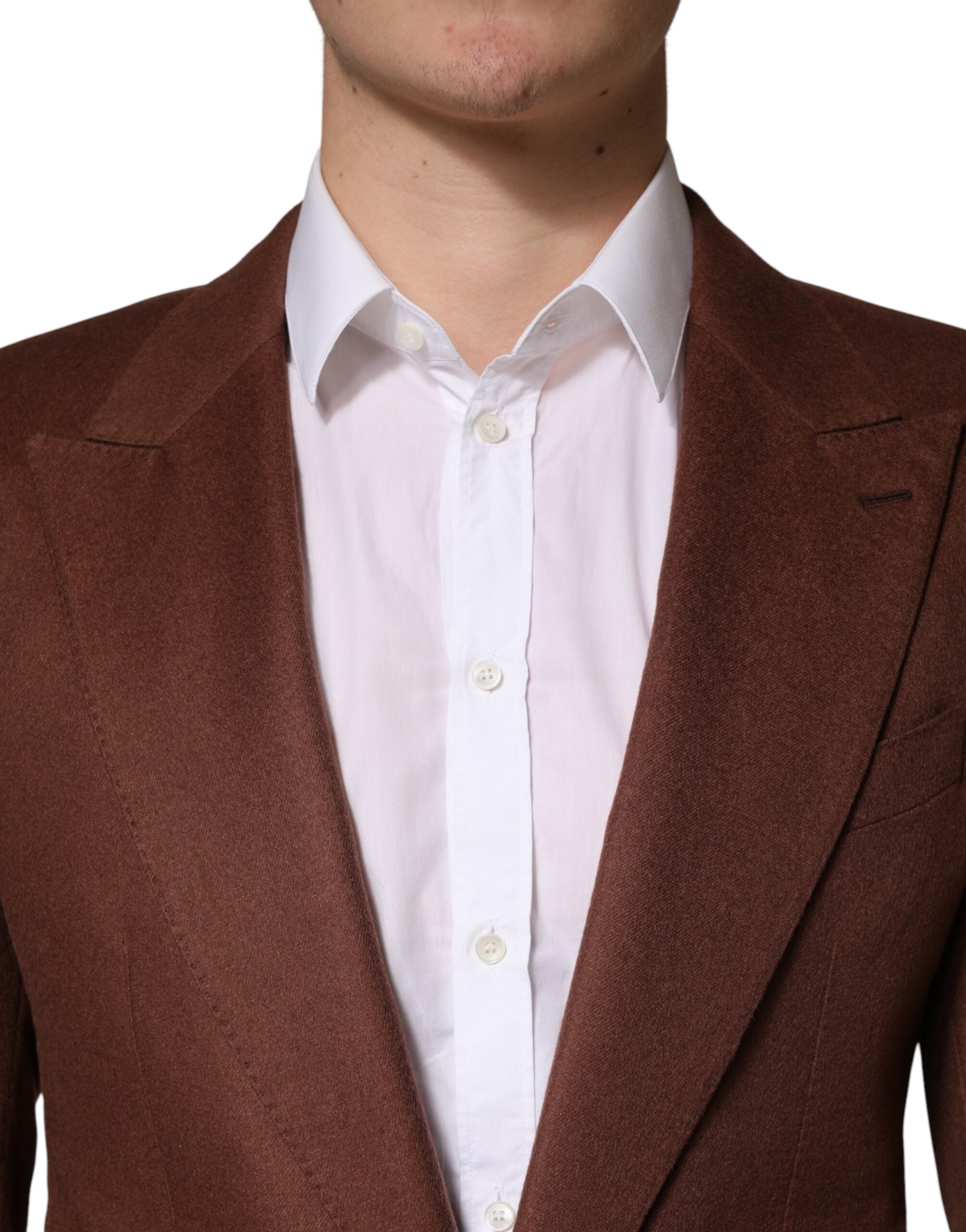 Dolce & Gabbana Brown Cashmere Single Breasted Jacket Blazer Dolce & Gabbana