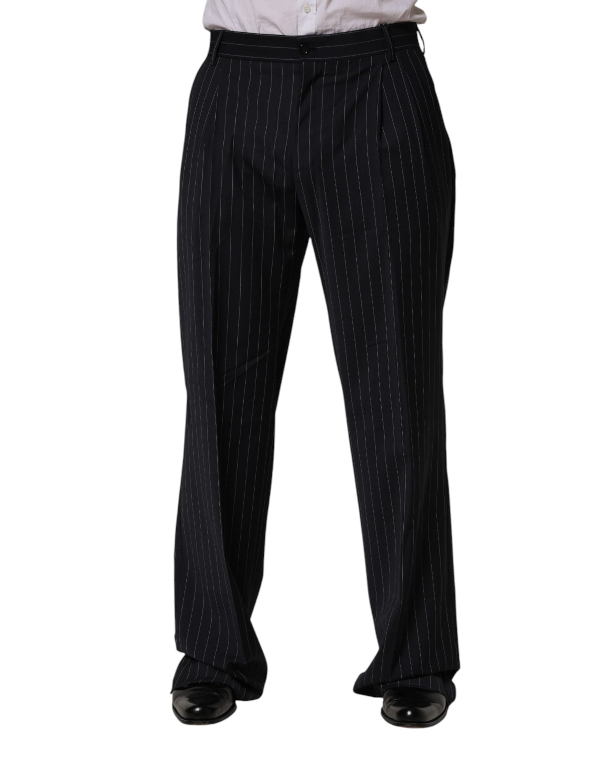 Dolce & Gabbana Black Stripe Straight Men Dress Trouser Pants Dolce & Gabbana