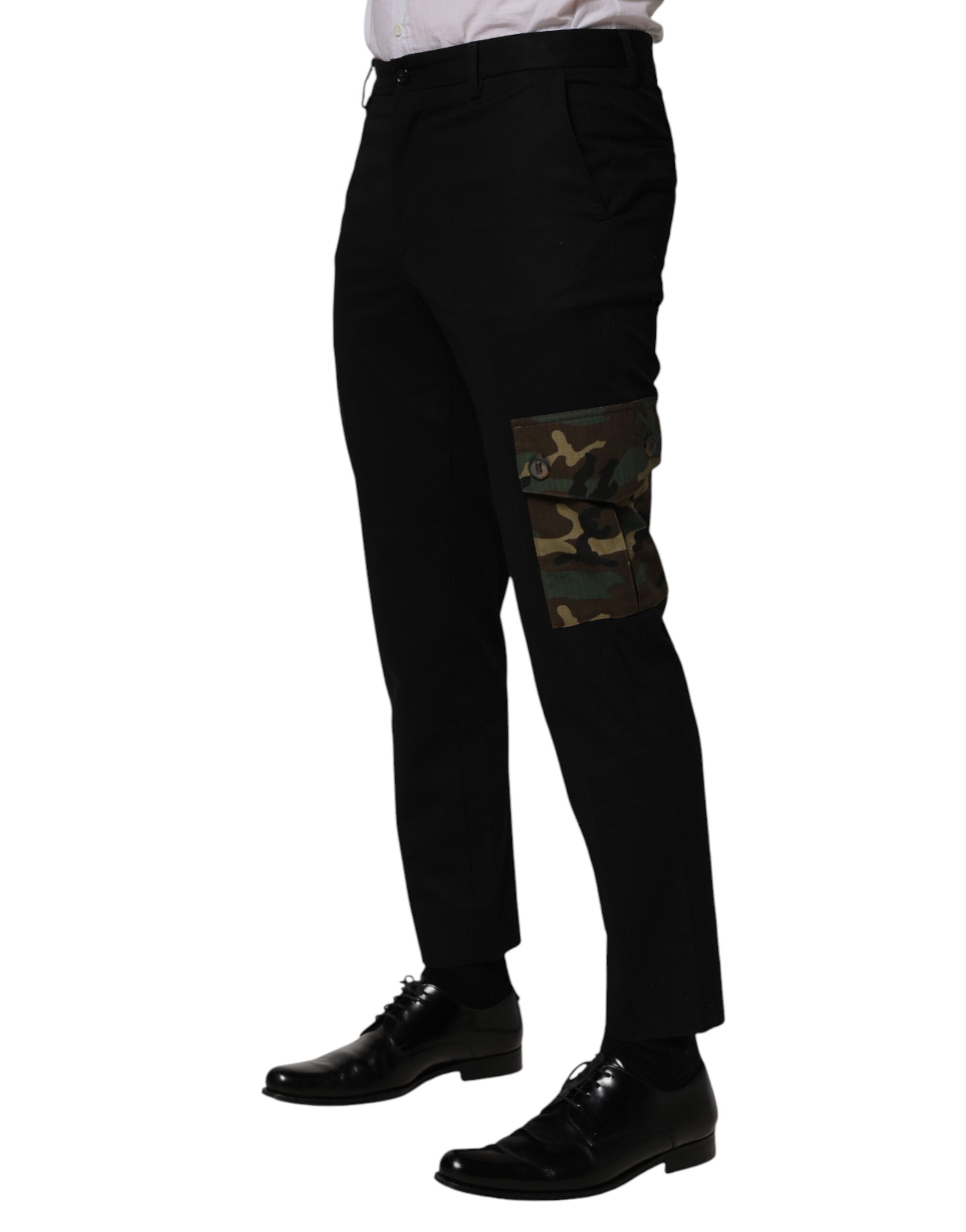 Dolce & Gabbana Black Cotton Skinny Dress Cargo Trouser Pants Dolce & Gabbana