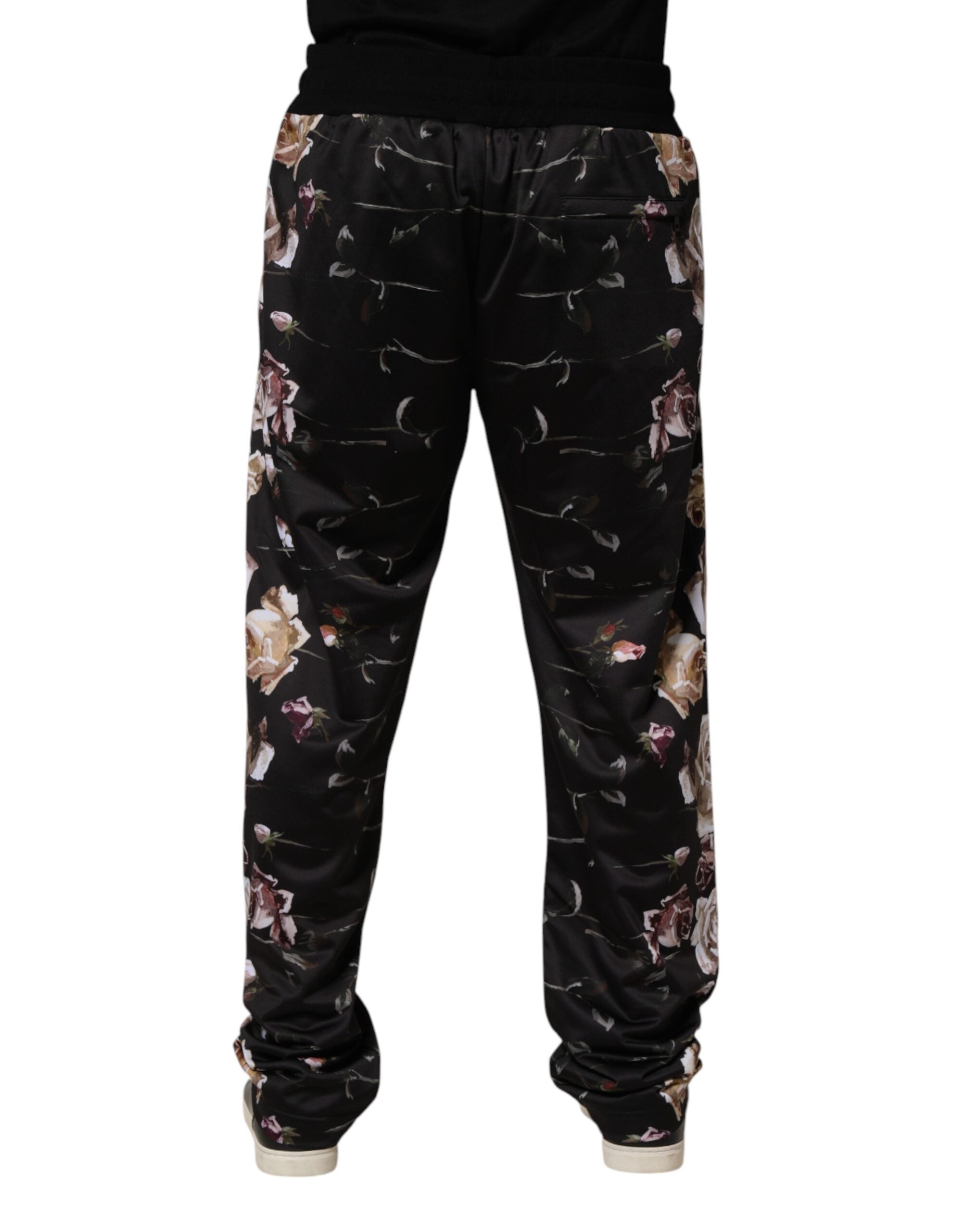 Dolce & Gabbana Black Floral Straight-Leg Chino Trouser Pants Dolce & Gabbana