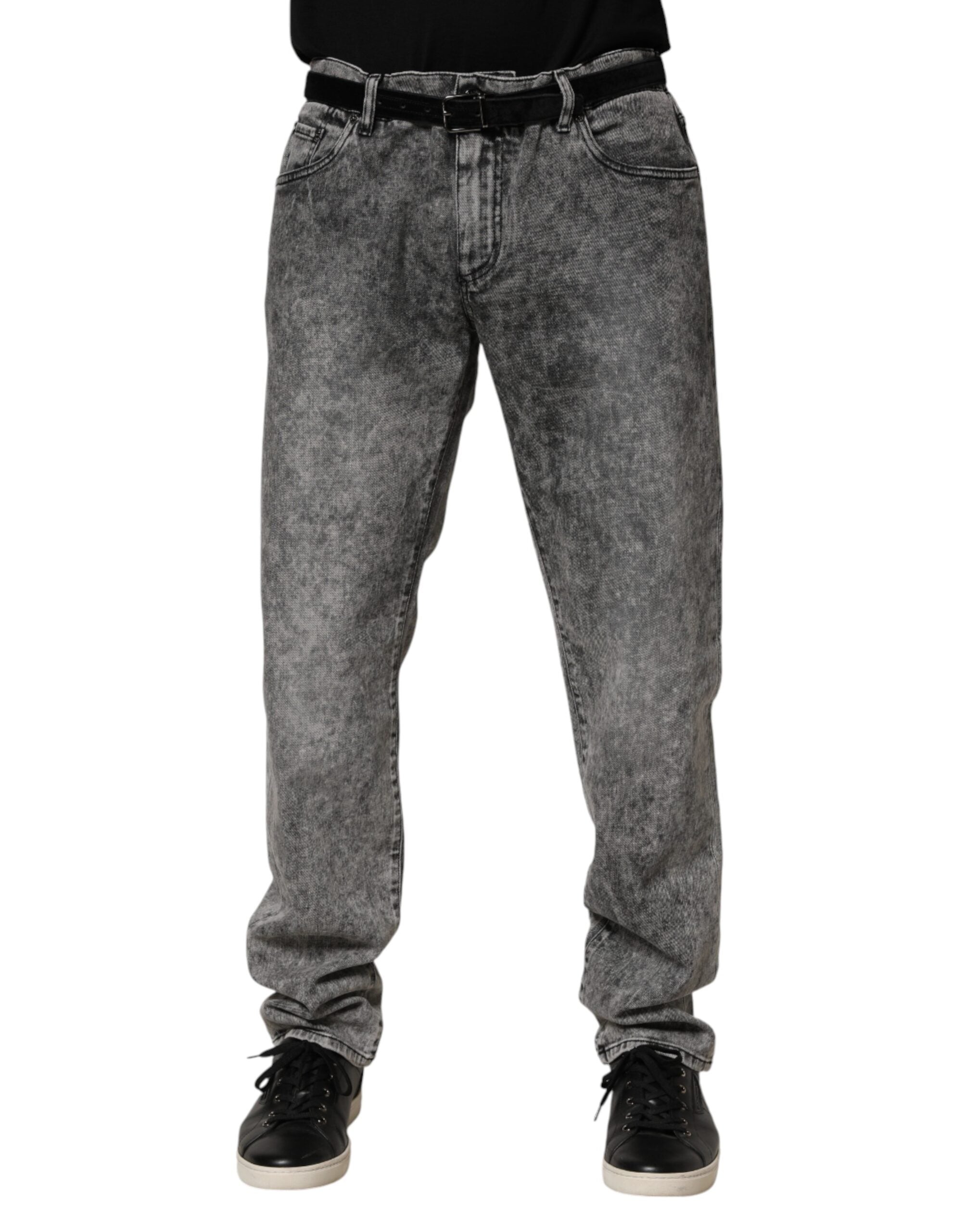 Dolce & Gabbana Gray Cotton Straight Leg Denim Trouser Jeans Dolce & Gabbana