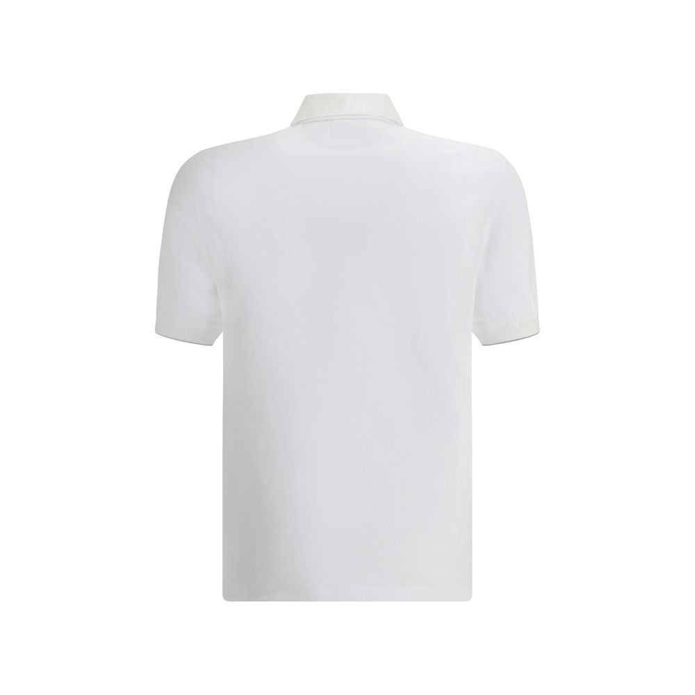 Brunello Cucinelli White Cotton Polo Shirt Brunello Cucinelli