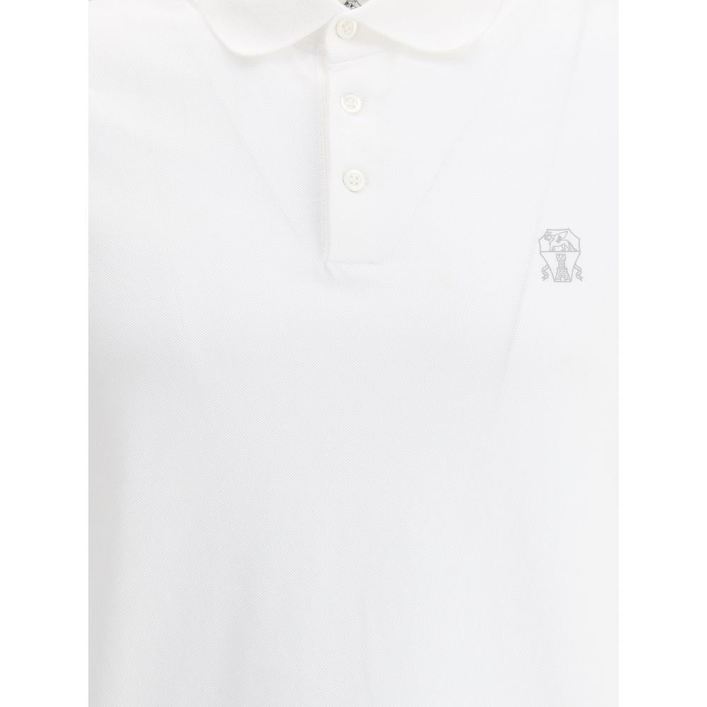 Brunello Cucinelli White Cotton Polo Shirt Brunello Cucinelli