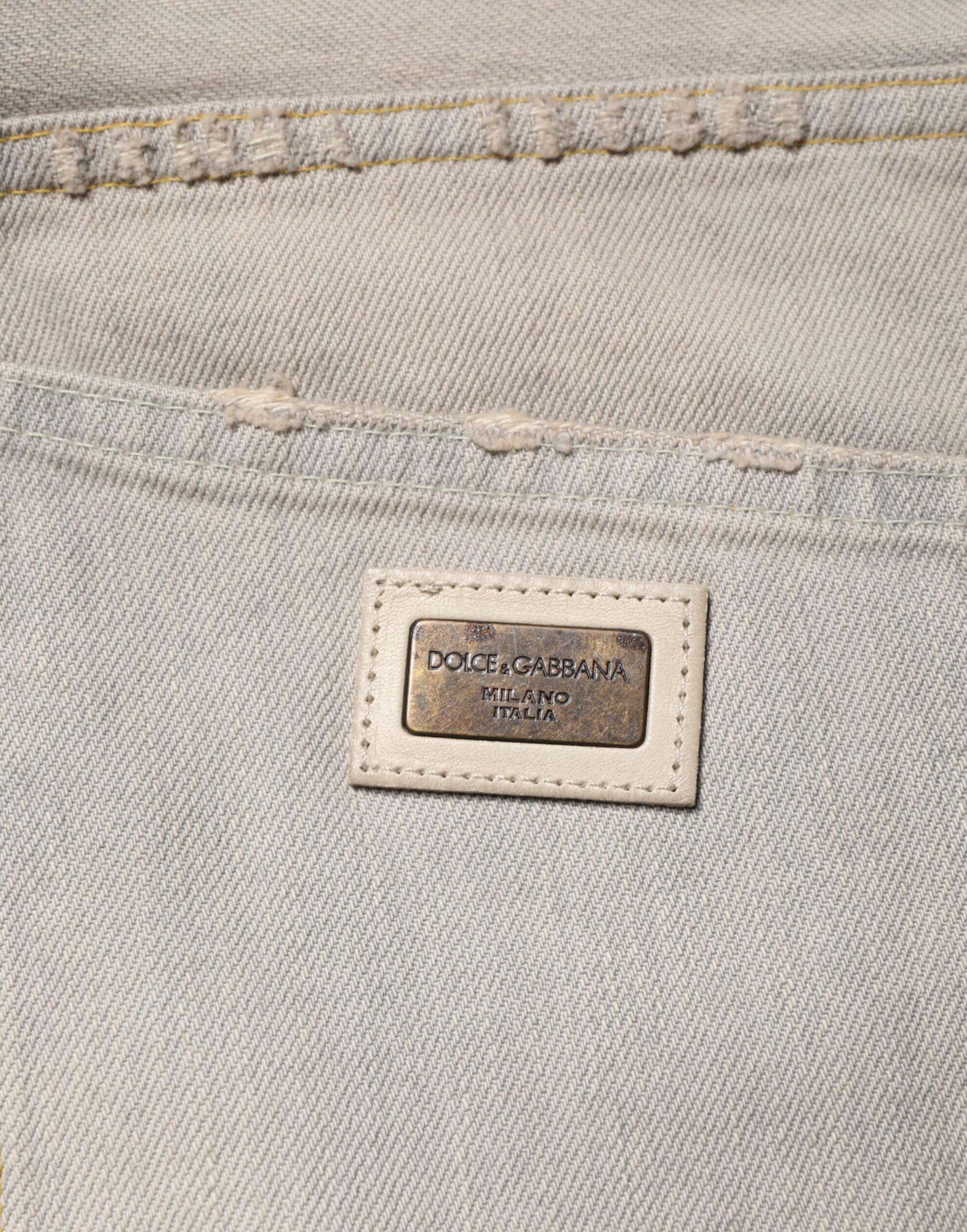 Dolce & Gabbana Light Gray Cotton Straight Denim Trouser Jeans Dolce & Gabbana