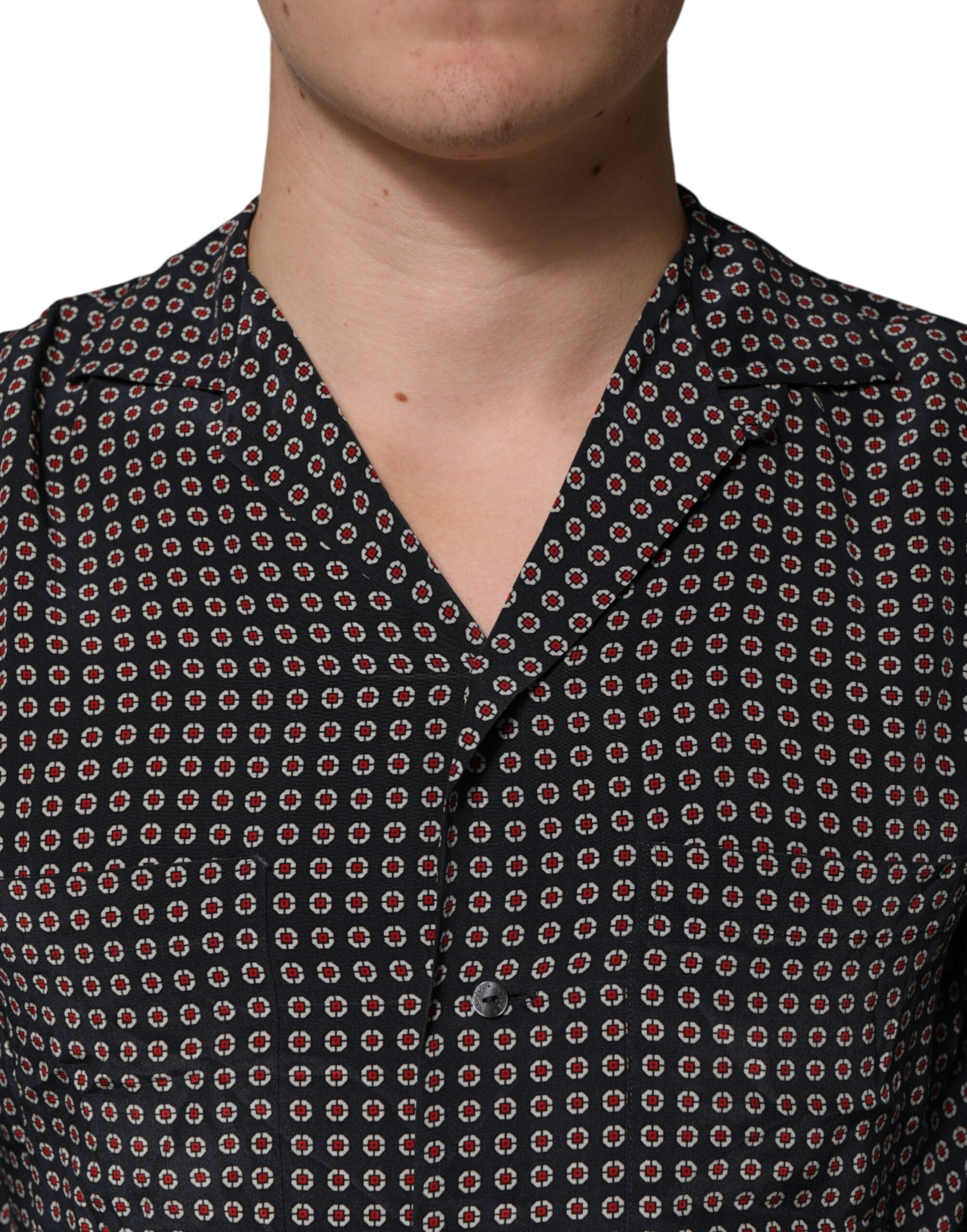 Dolce & Gabbana Black Patterned Silk Men Button Down Shirt Dolce & Gabbana
