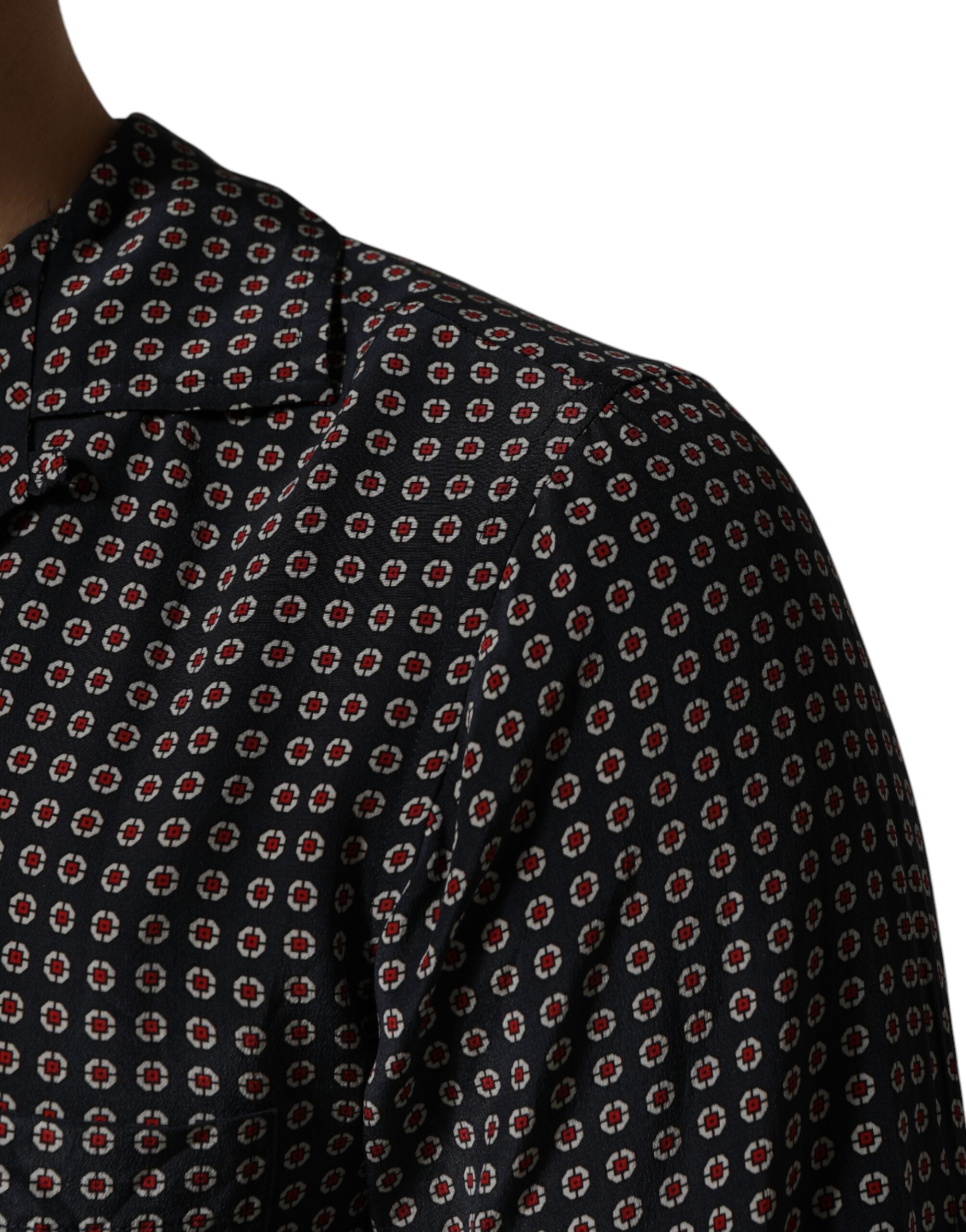 Dolce & Gabbana Black Patterned Silk Men Button Down Shirt Dolce & Gabbana