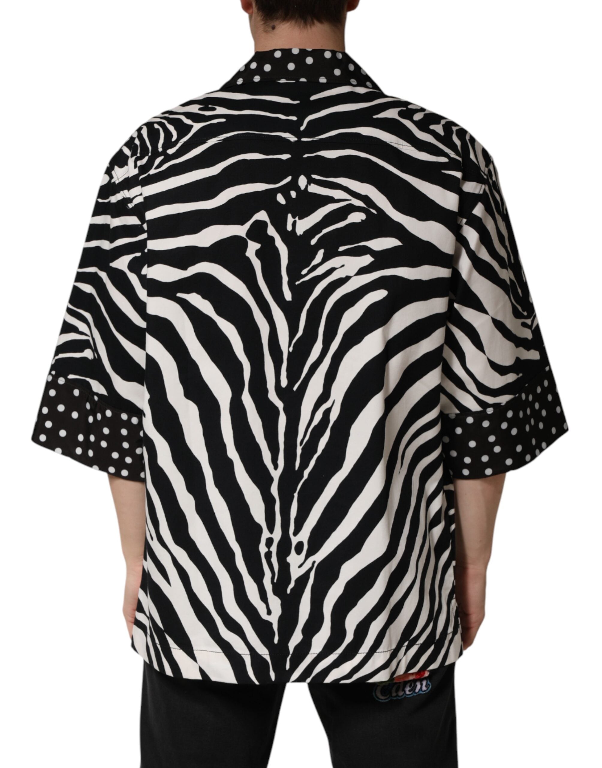 Dolce & Gabbana Black White Zebra ButtonDown Oversize Shirt Dolce & Gabbana