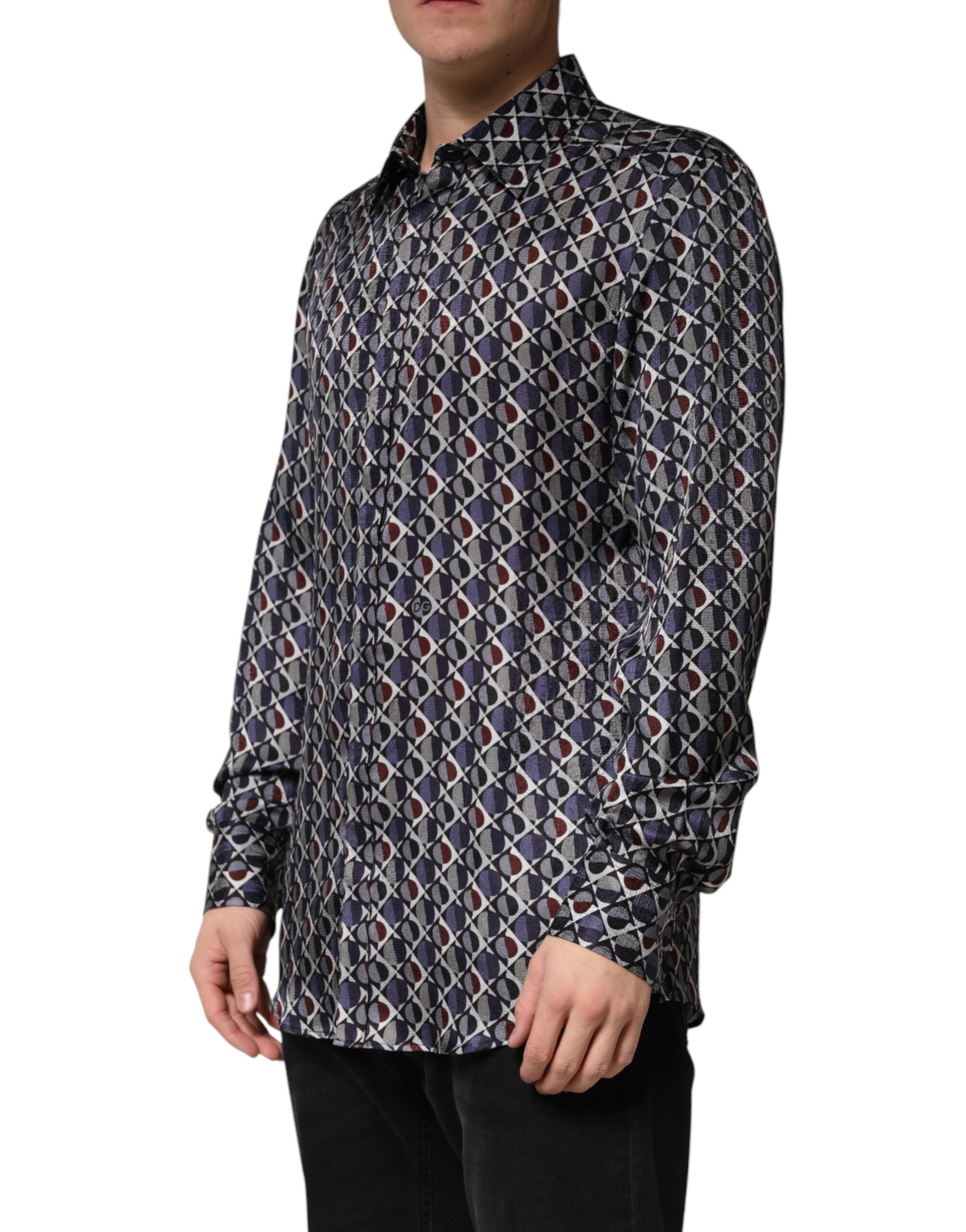 Dolce & Gabbana Multicolor Patterned Collared GOLD Men Dress Shirt Dolce & Gabbana