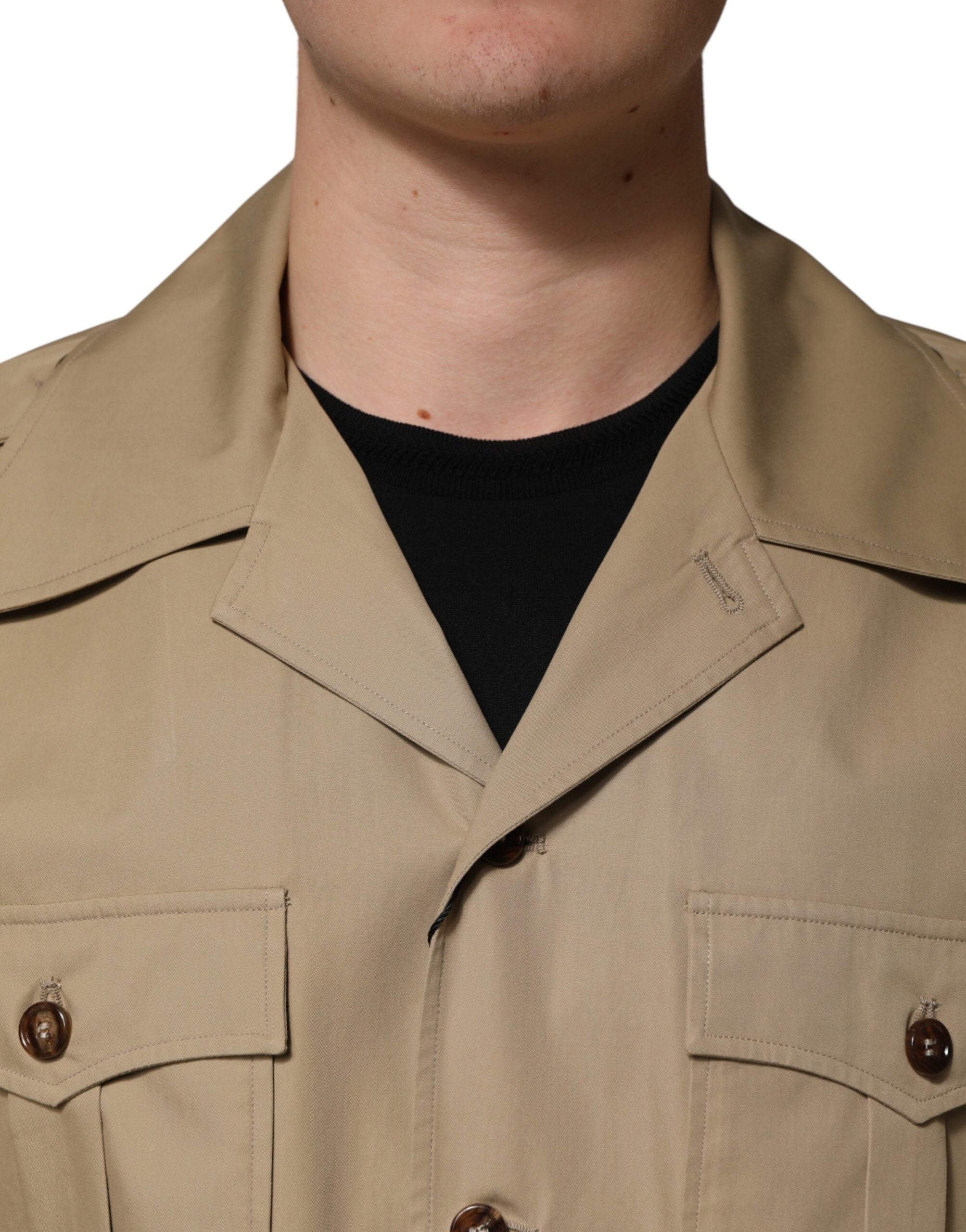 Dolce & Gabbana Brown Pin Up Short Sleeves Men Casual Shirt Dolce & Gabbana