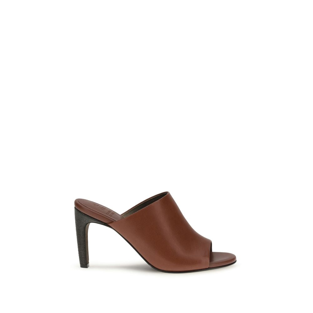 Brunello Cucinelli Brown Calf Leather Bos Taurus Sandals Brunello Cucinelli