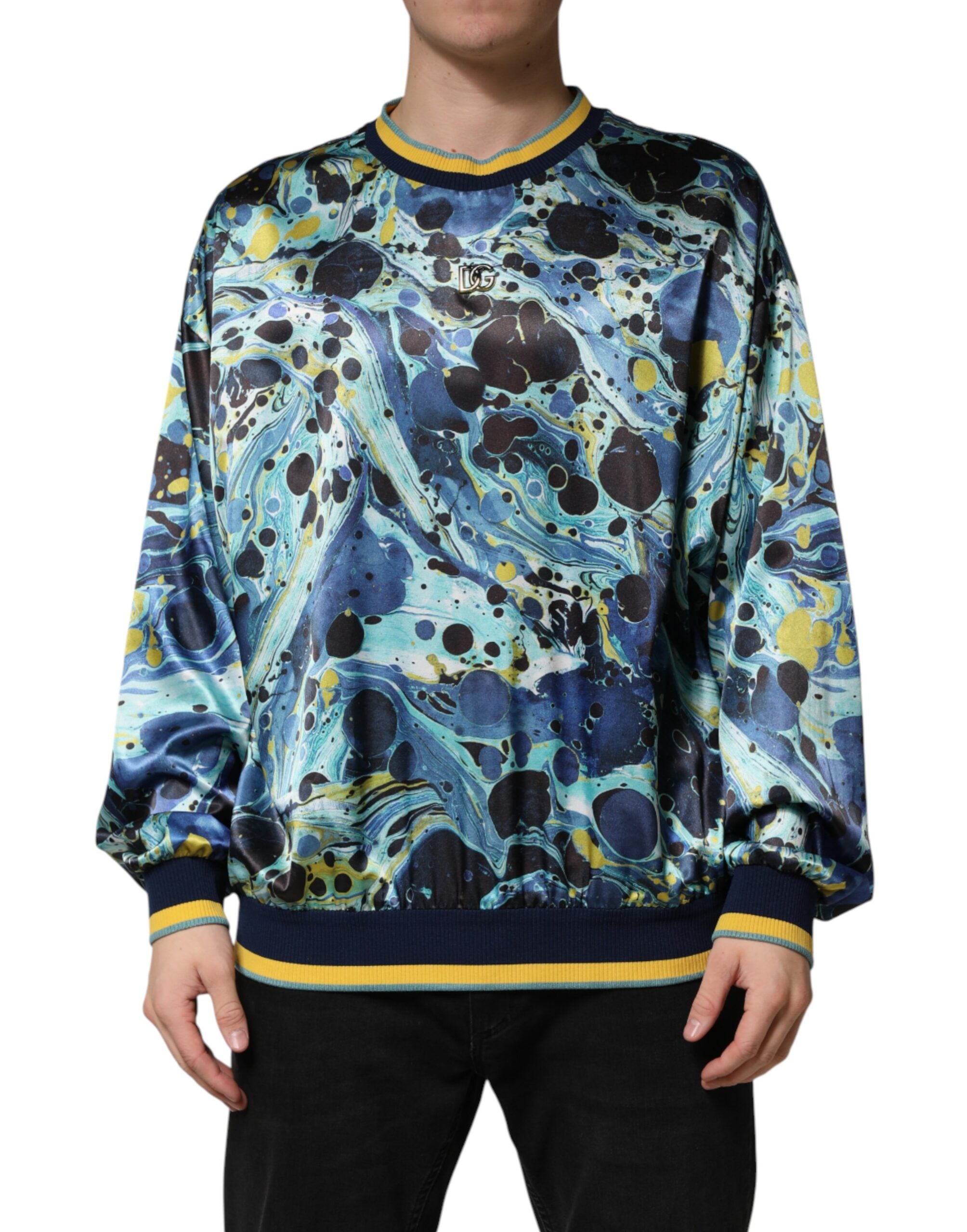 Dolce & Gabbana Multicolor Marble Print Pullover Sweater Dolce & Gabbana