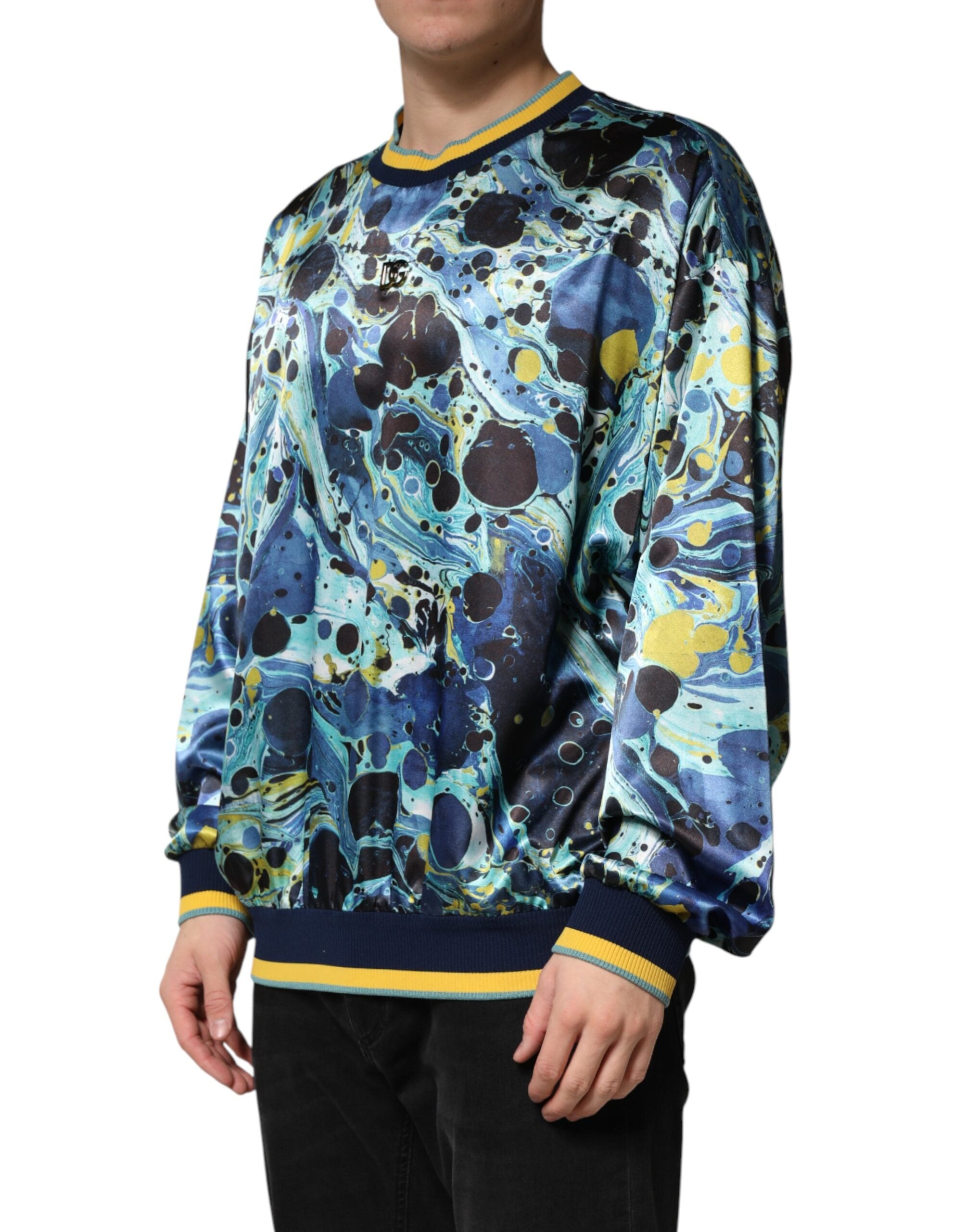 Dolce & Gabbana Multicolor Marble Print Pullover Sweater Dolce & Gabbana