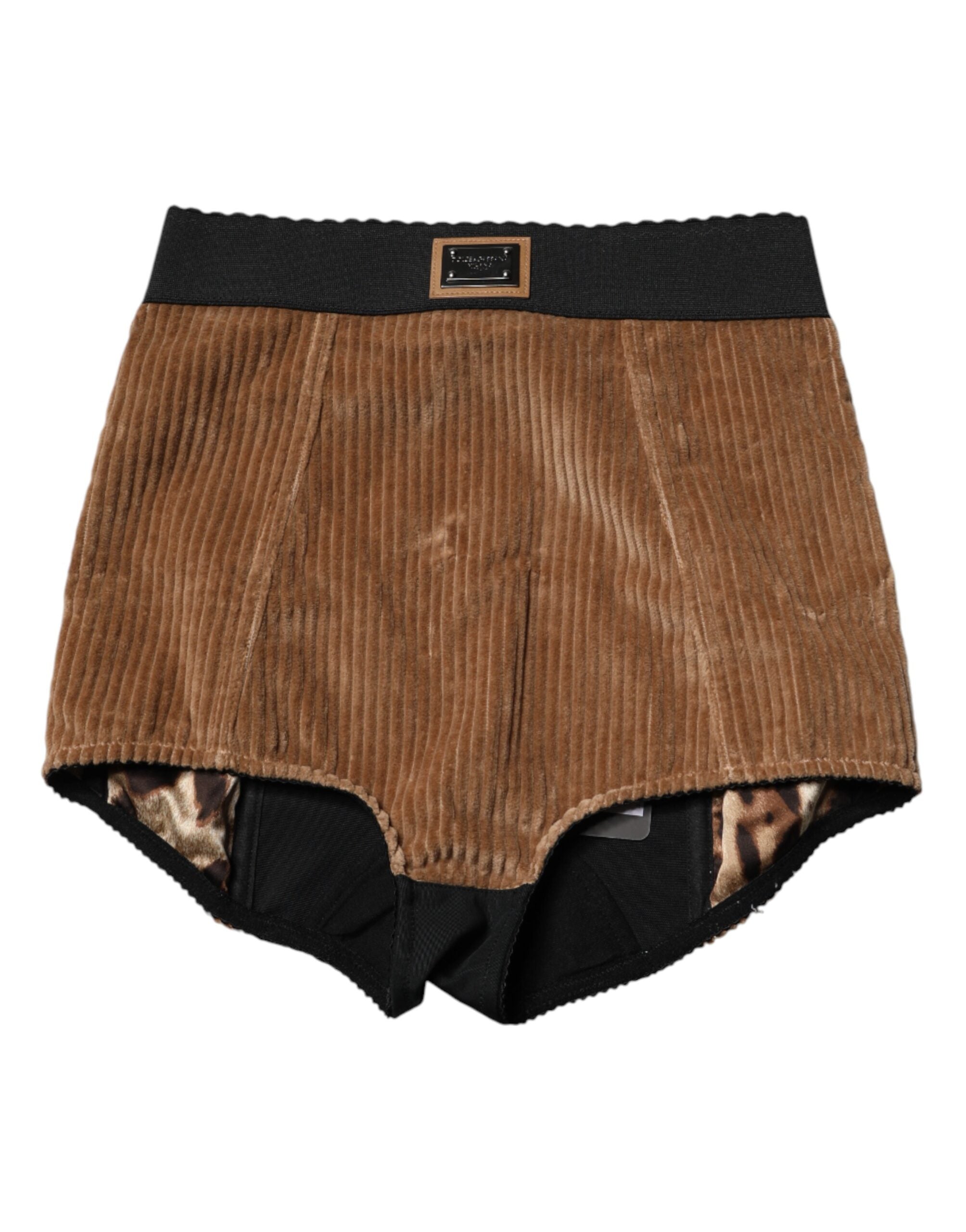 Dolce & Gabbana Brown Cotton High Waisted Hot Pants Shorts Dolce & Gabbana