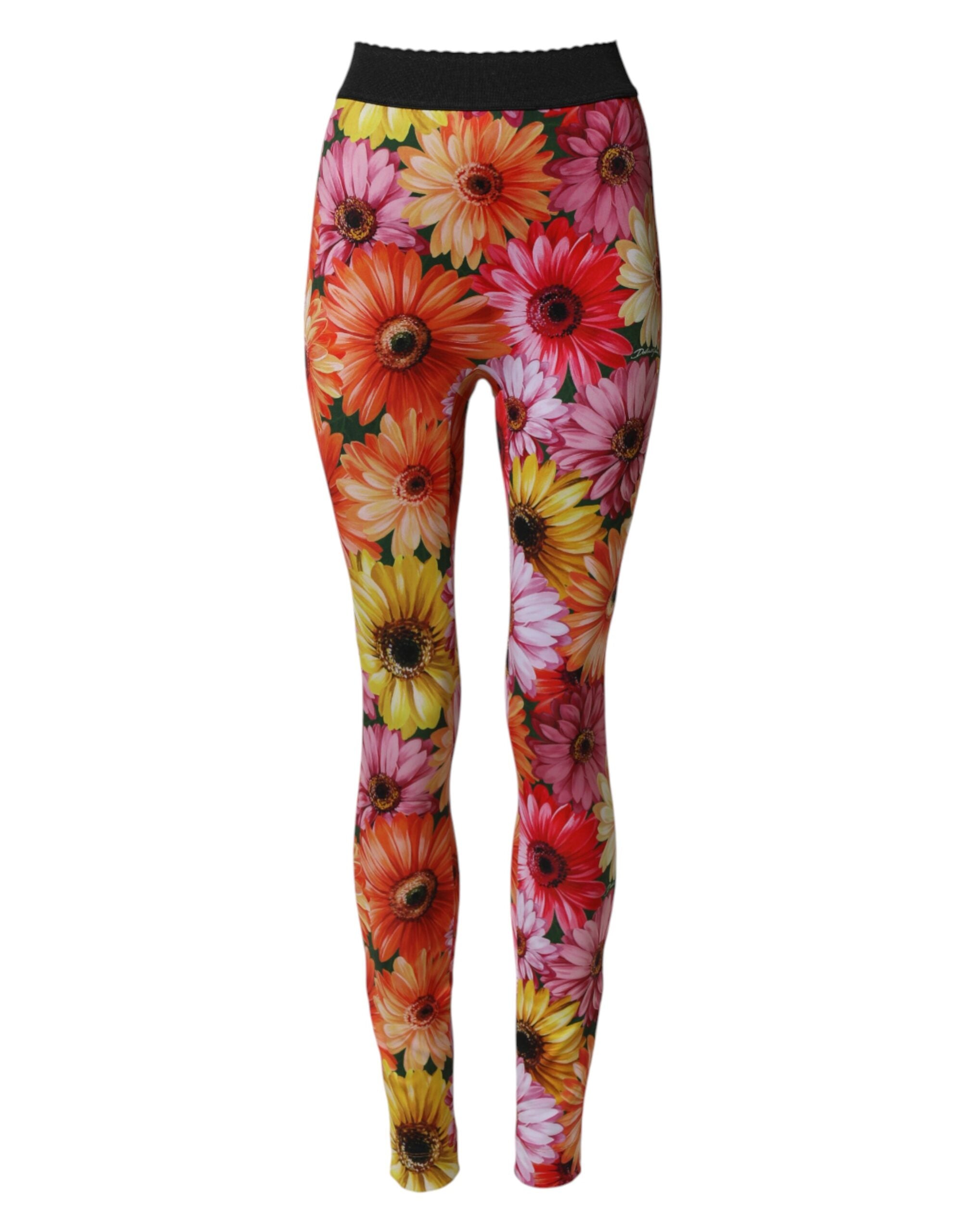 Dolce & Gabbana Multicolor Floral Leggings StretchWaist Pants Dolce & Gabbana