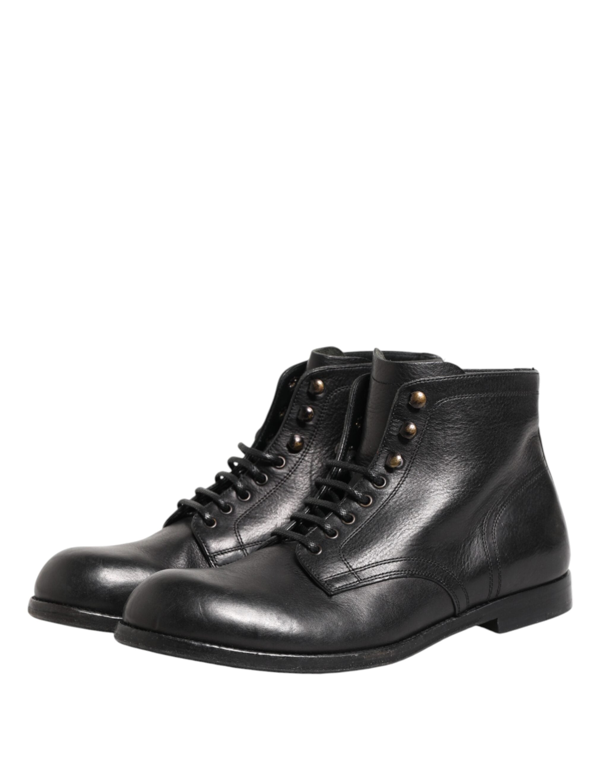 Dolce & Gabbana Black Lace Up Short Ankle Boots Men Shoes Dolce & Gabbana