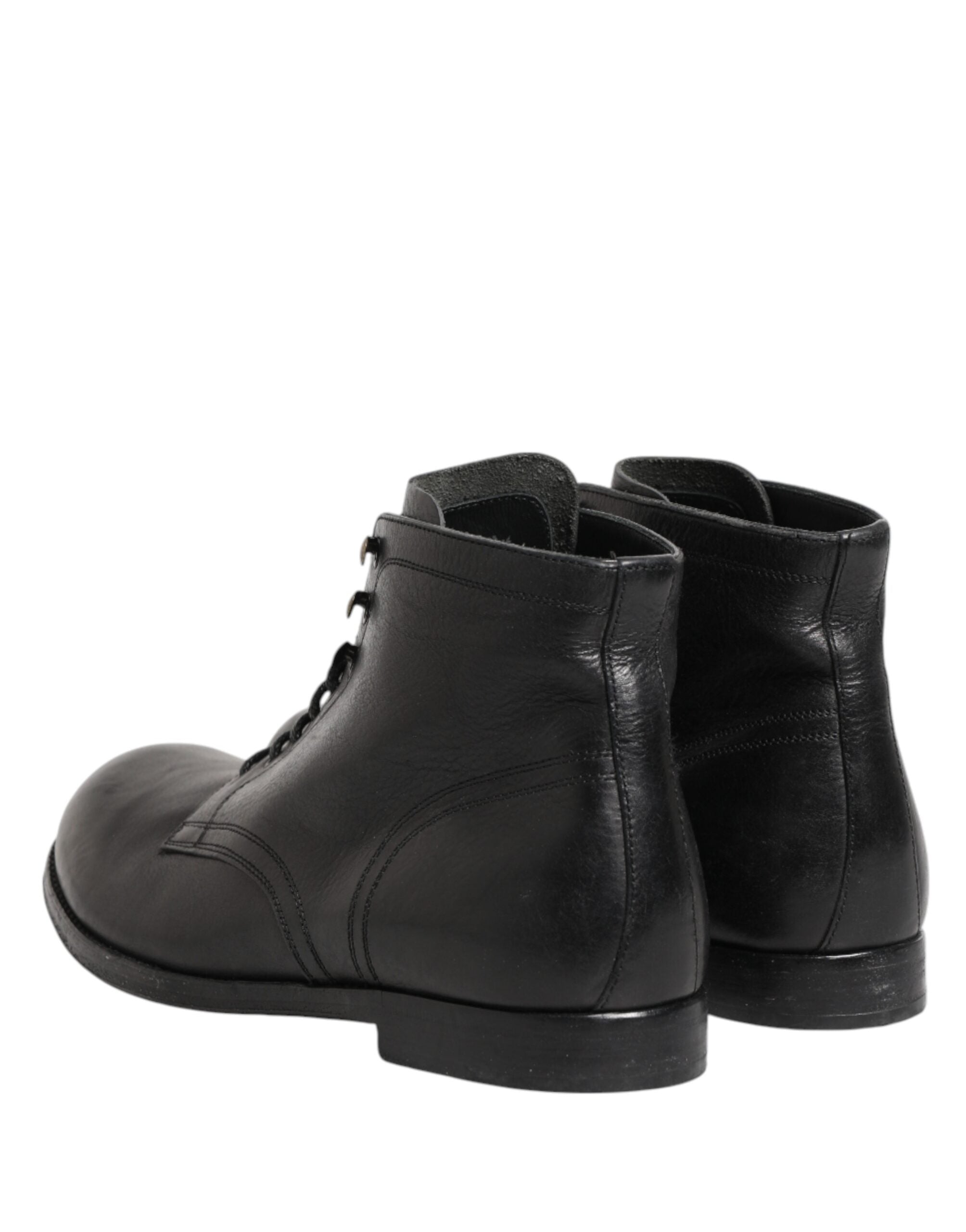 Dolce & Gabbana Black Lace Up Short Ankle Boots Men Shoes Dolce & Gabbana