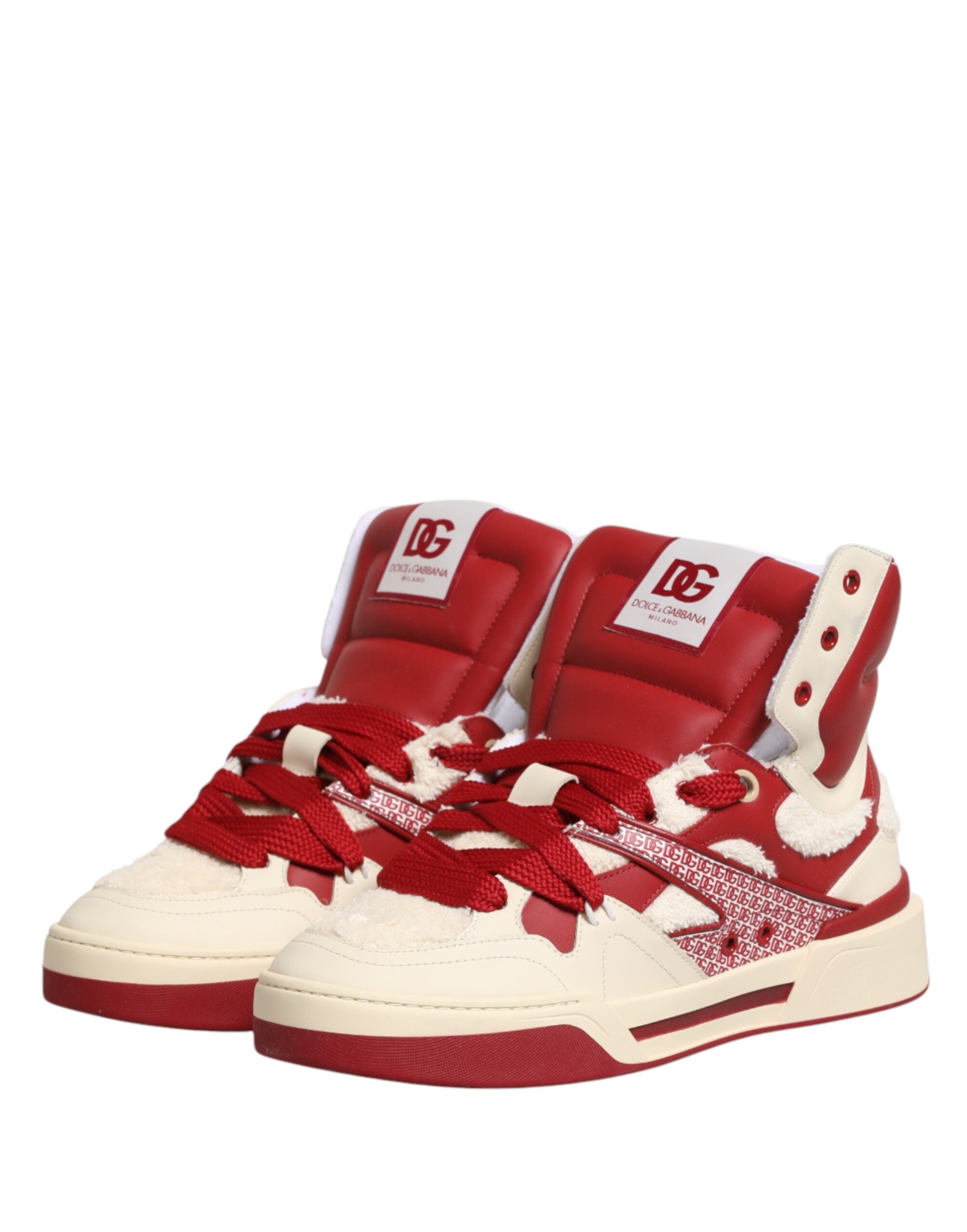 Dolce & Gabbana White Red Custom 2.Zero High Top Men Sneakers Shoes Dolce & Gabbana