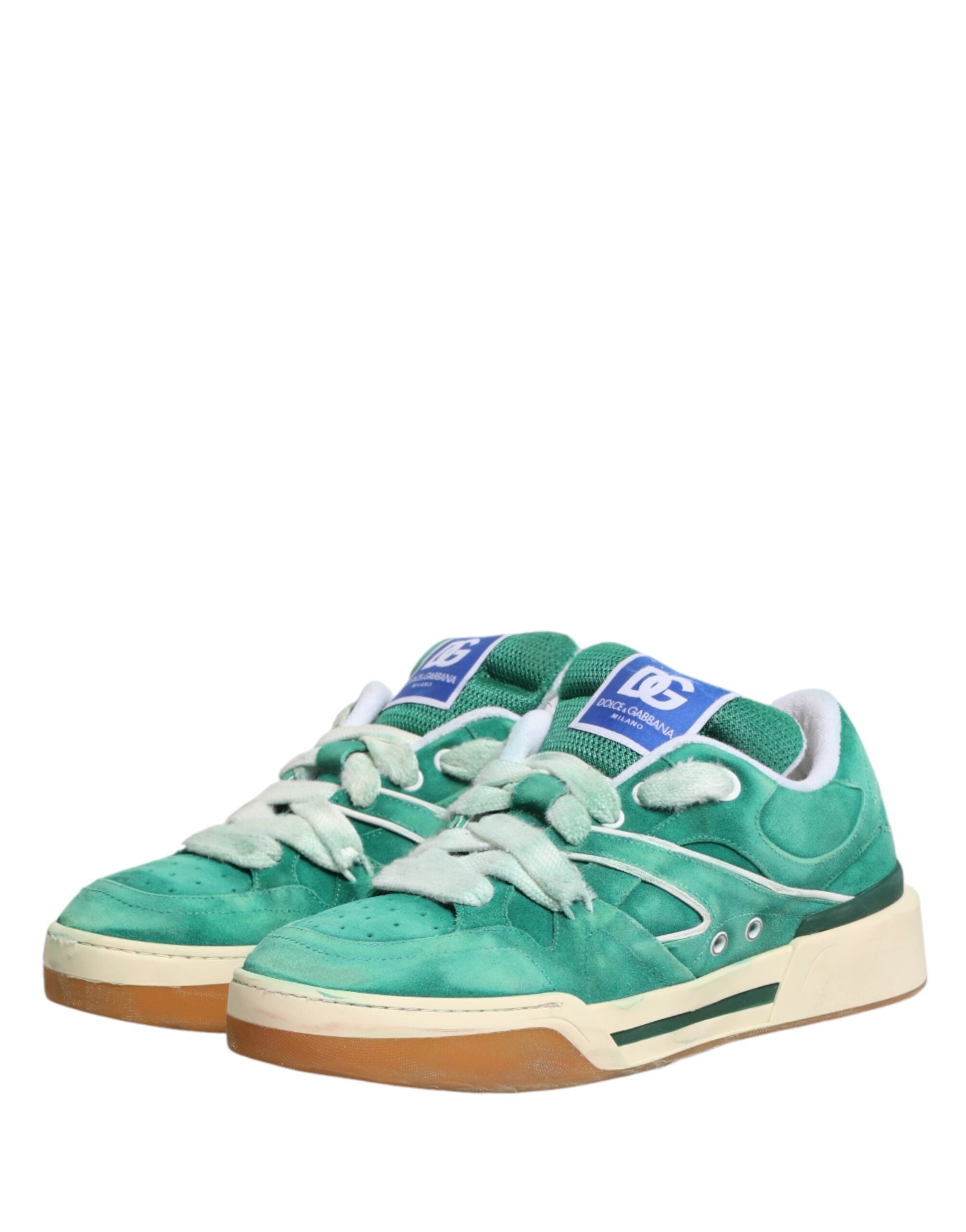 Dolce & Gabbana Green Suede New Roma Low Top Sneakers Shoes Dolce & Gabbana
