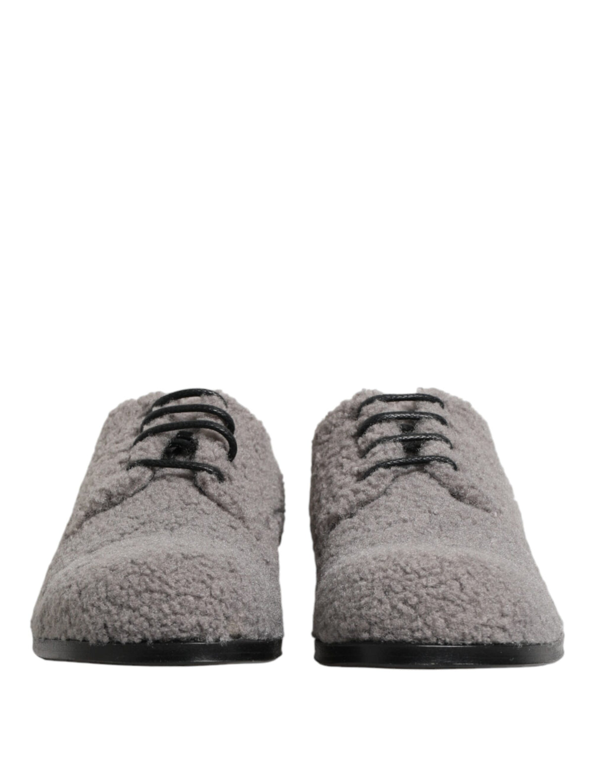 Dolce & Gabbana Gray Fleece Lace Up Men Derby Dress Shoes