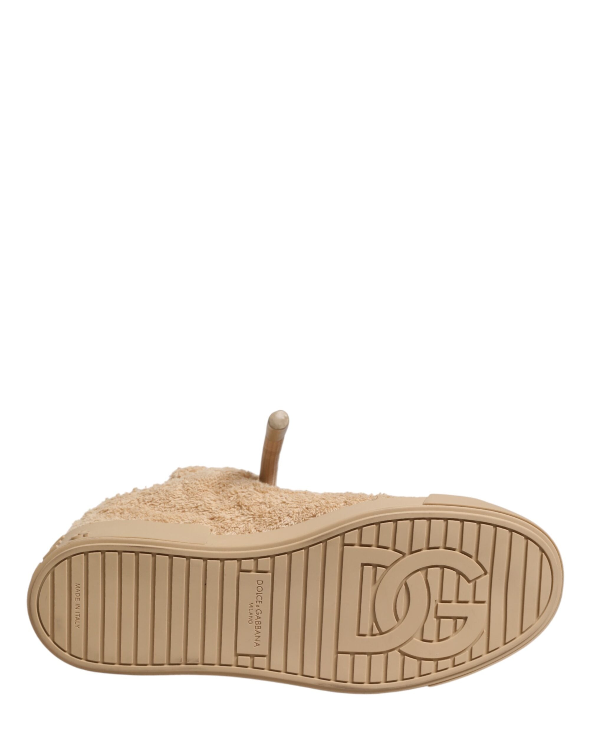 Dolce & Gabbana Shoes Beige Faux Shearling Low Top Sneakers Dolce & Gabbana