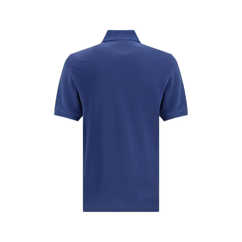 Brunello Cucinelli Blue Cotton Polo Shirt Brunello Cucinelli