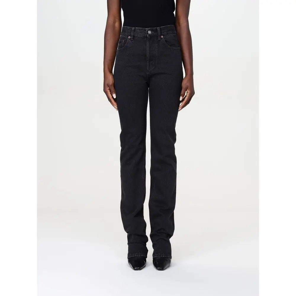 Saint Laurent Black Cotton Straight-Leg Jeans Saint Laurent