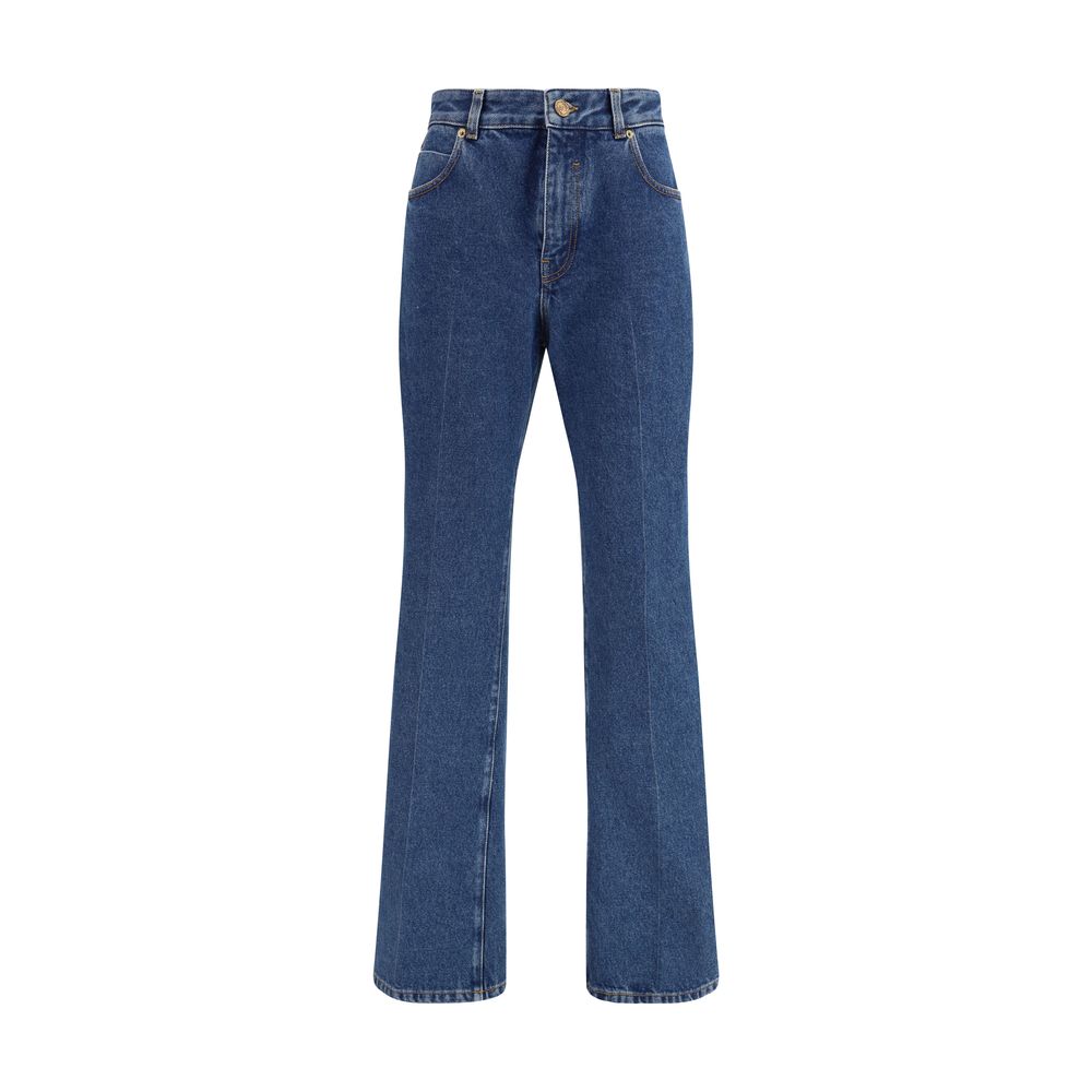 Balmain Blue Cotton Straight-Leg Jeans Balmain