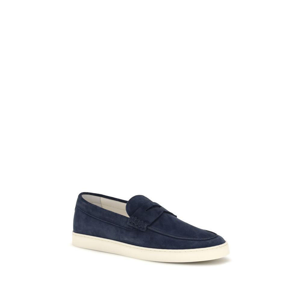 Brunello Cucinelli Blue Calf Leather Bos Taurus Slip-On Loafers Brunello Cucinelli