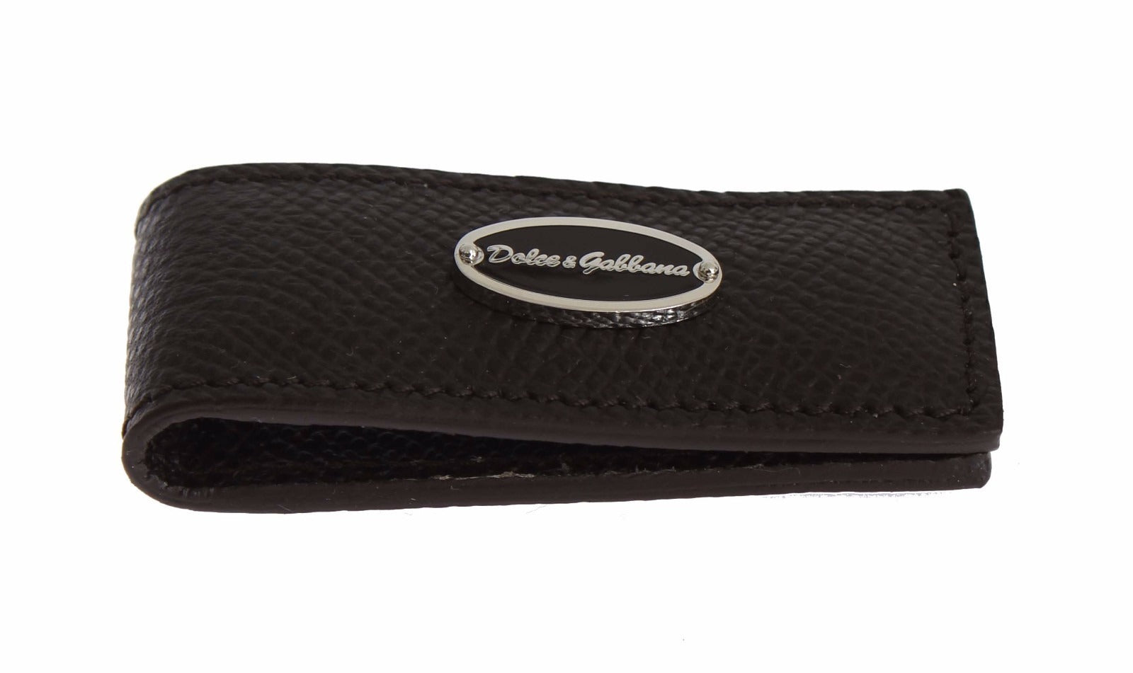 Dolce & Gabbana Brown Leather Magnet Mens Money Bar Clasp Money Cash Clip Dolce & Gabbana
