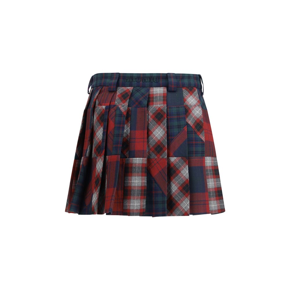 Miu Miu Multicolor Wool Mini Skirt Miu Miu