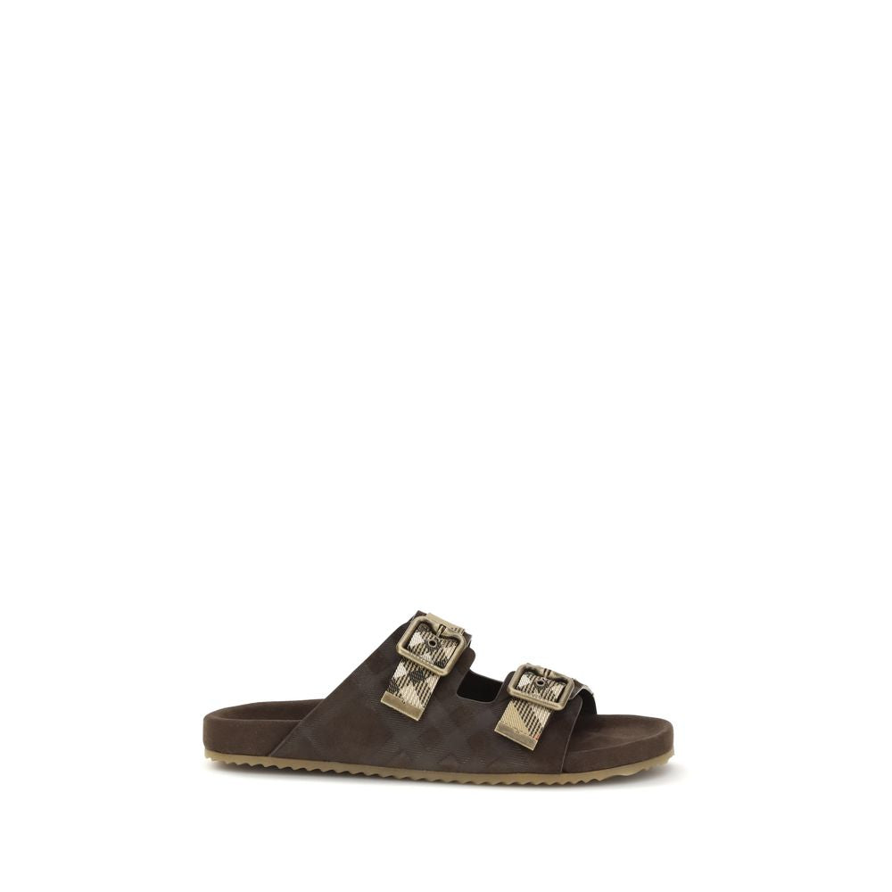 Burberry Brown Calf Leather Bos Taurus Flat Sandals Burberry