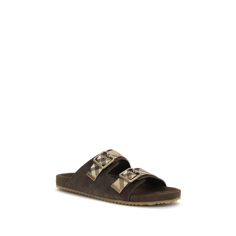 Burberry Brown Calf Leather Bos Taurus Flat Sandals Burberry