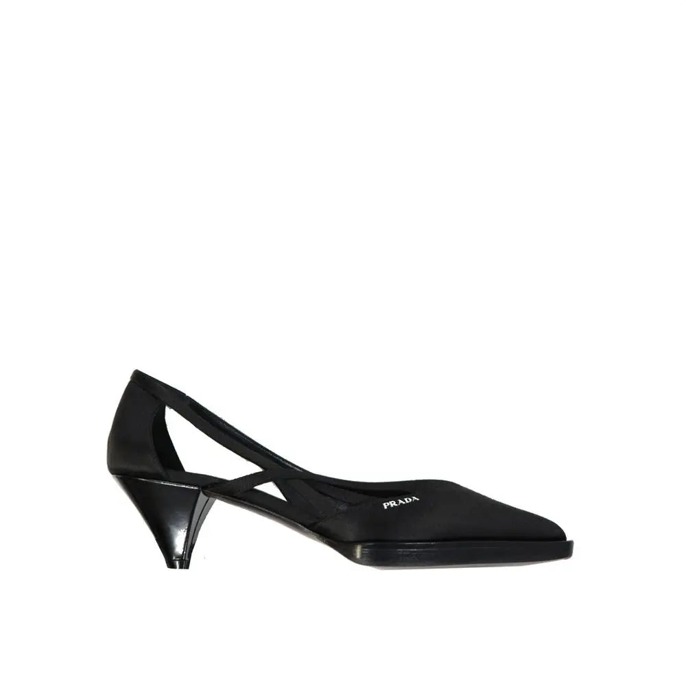 Prada Black Silk Mid Heel Pumps Prada